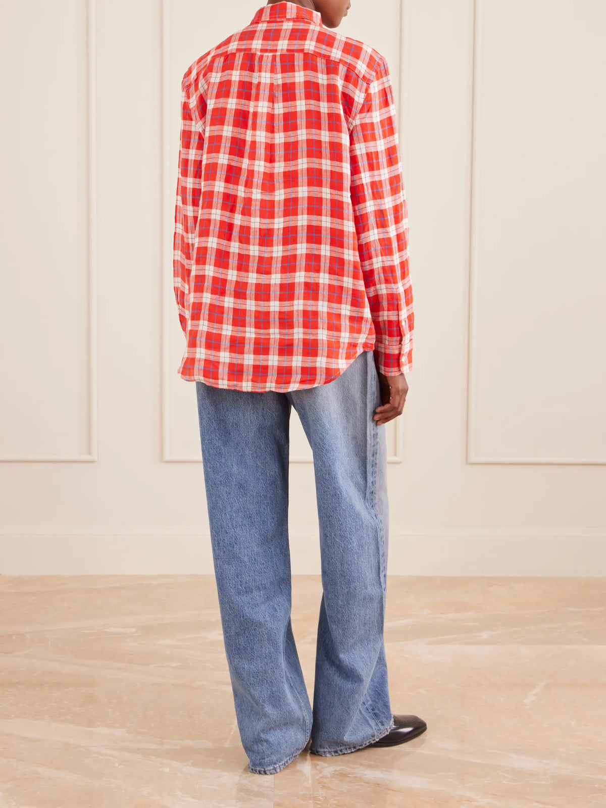 Logo-embroidered Checked Linen Shirt