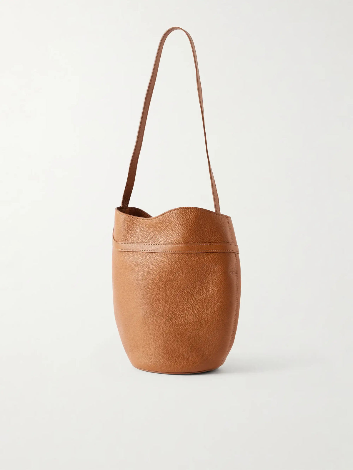 Belted Leather Bucket Bag
