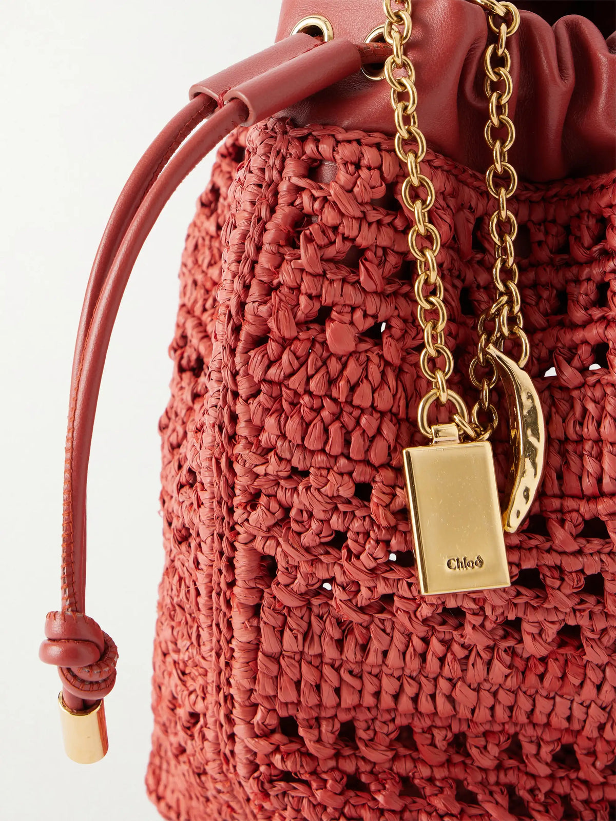 Summer Banana Leather-trimmed Raffia Shoulder Bag