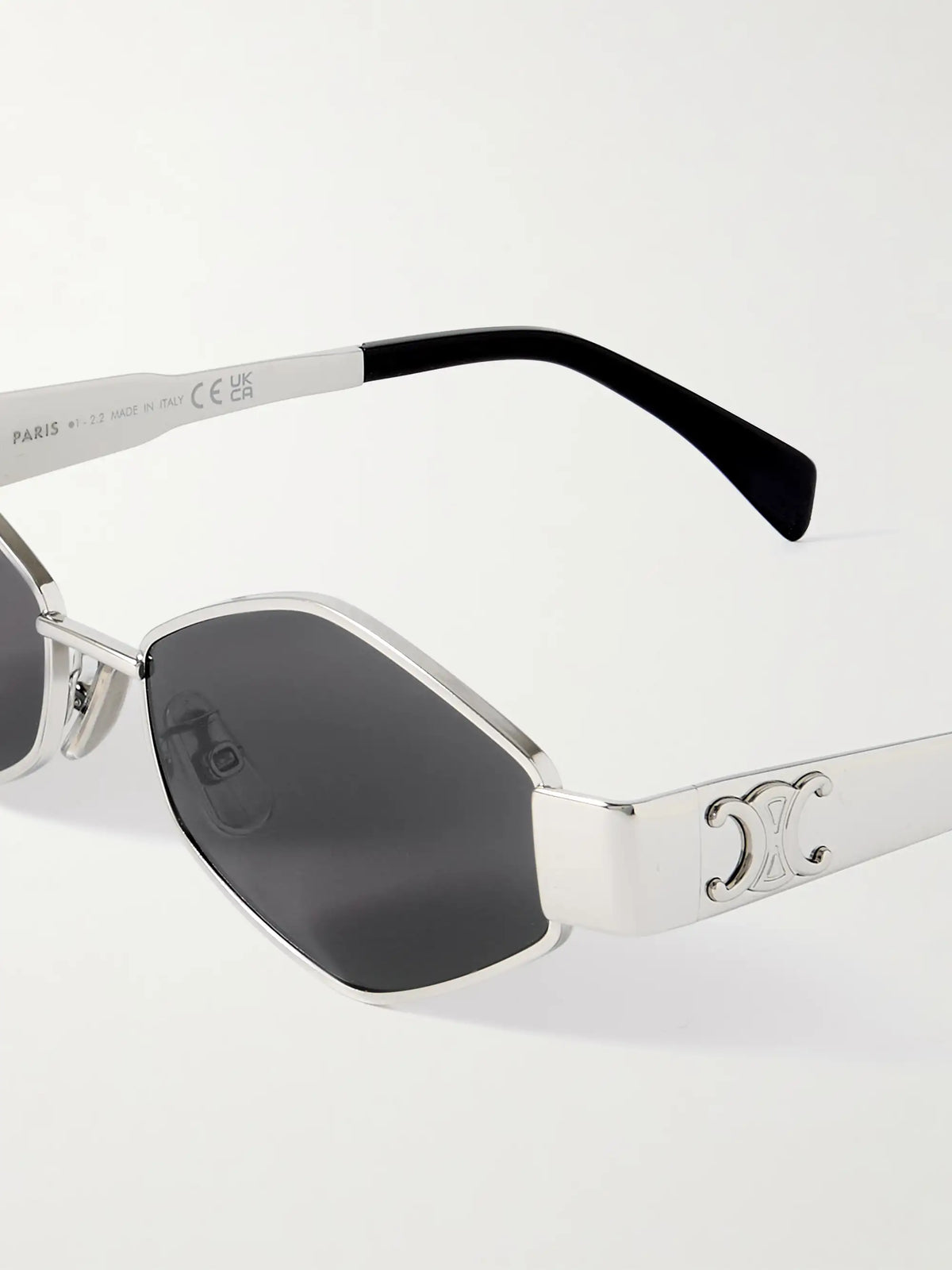 Triomphe Hexagon-frame Silver-tone Sunglasses