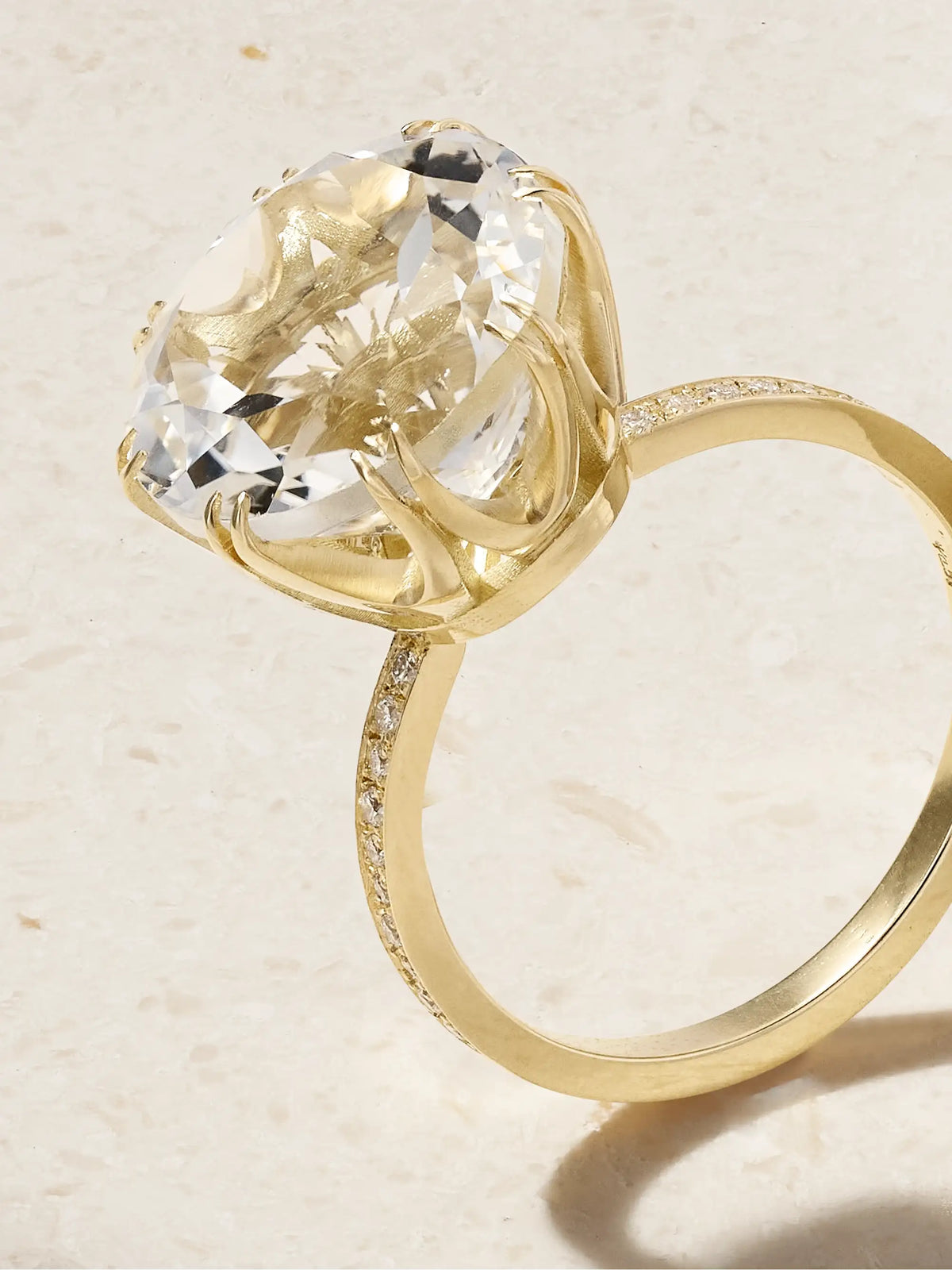 Solitaire Crown 18-karat Gold, Topaz And Diamond Ring