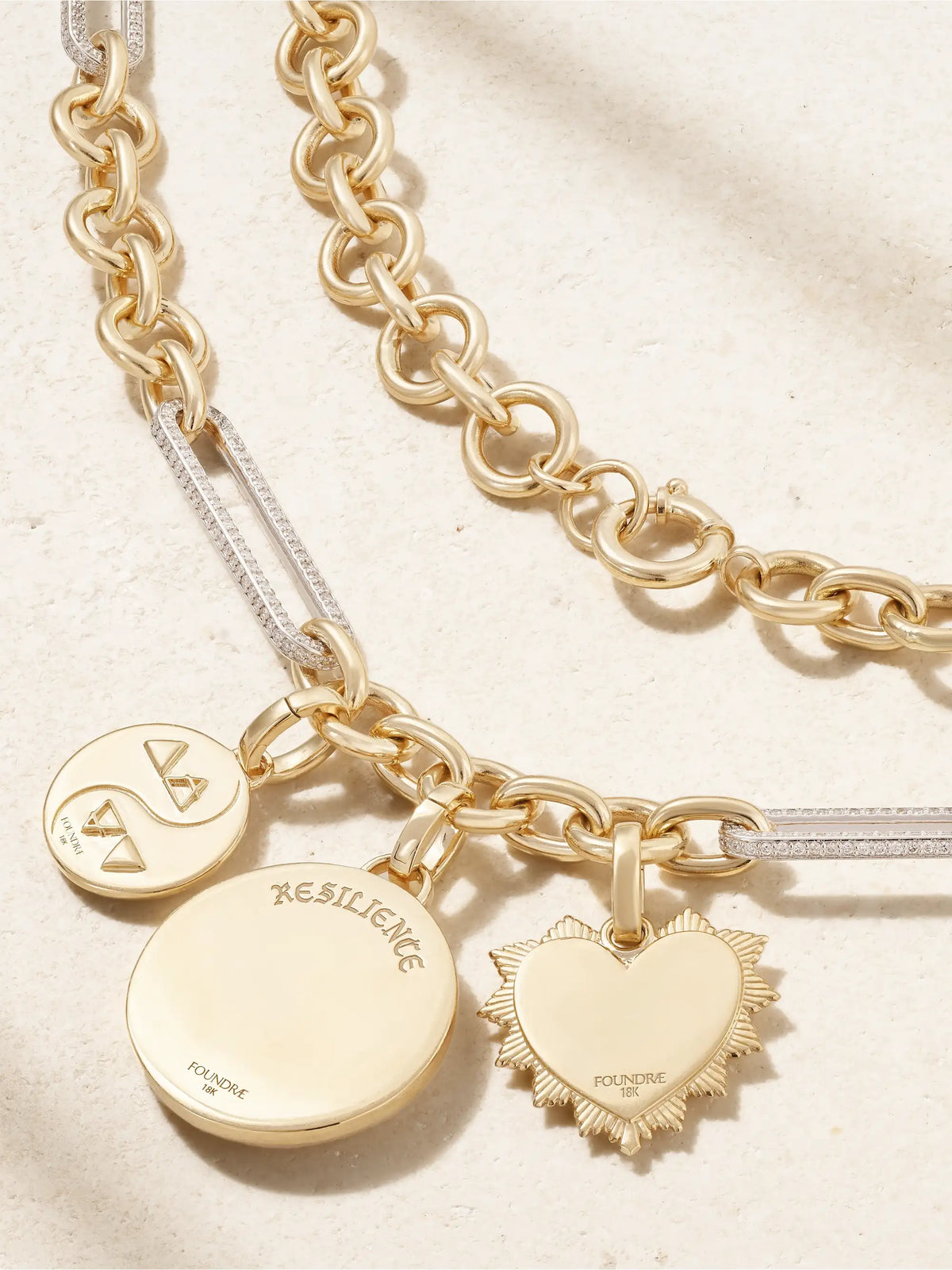 Resilience, Balance And Radiating Heart 18-karat Yellow And White Gold Diamond Necklace