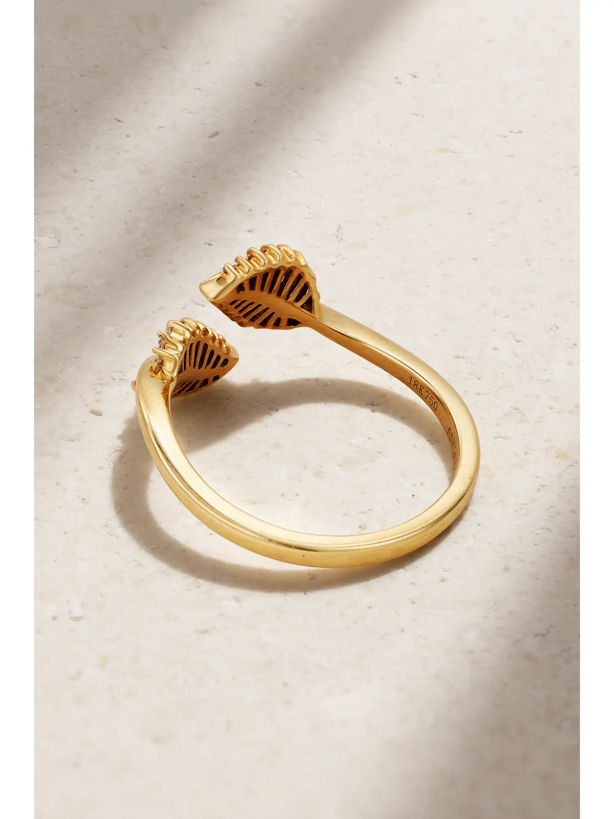 Small Palm Leaf 18-karat Gold Diamond Ring