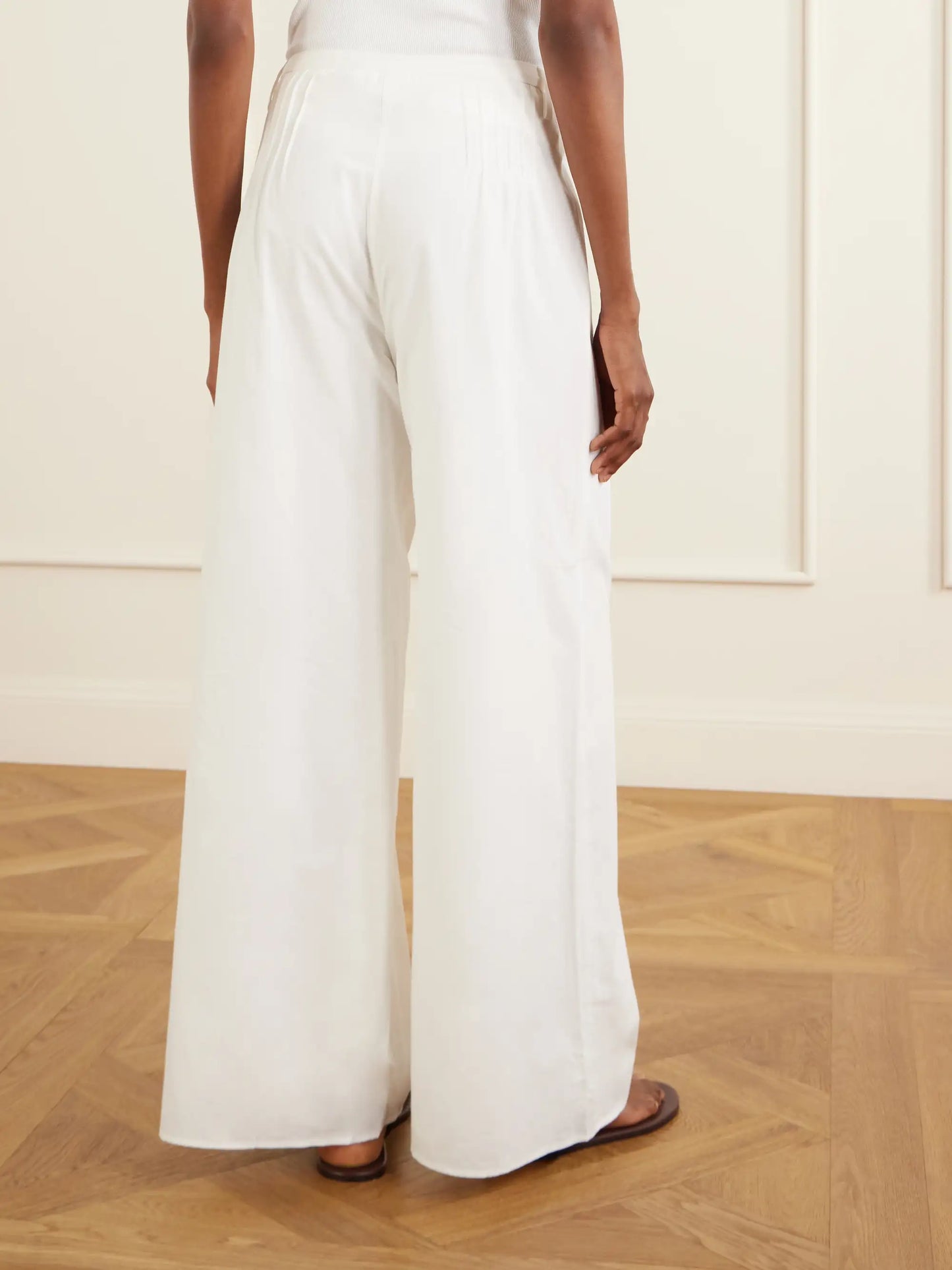 Beatrice Pintucked Cotton Wide-leg Pants