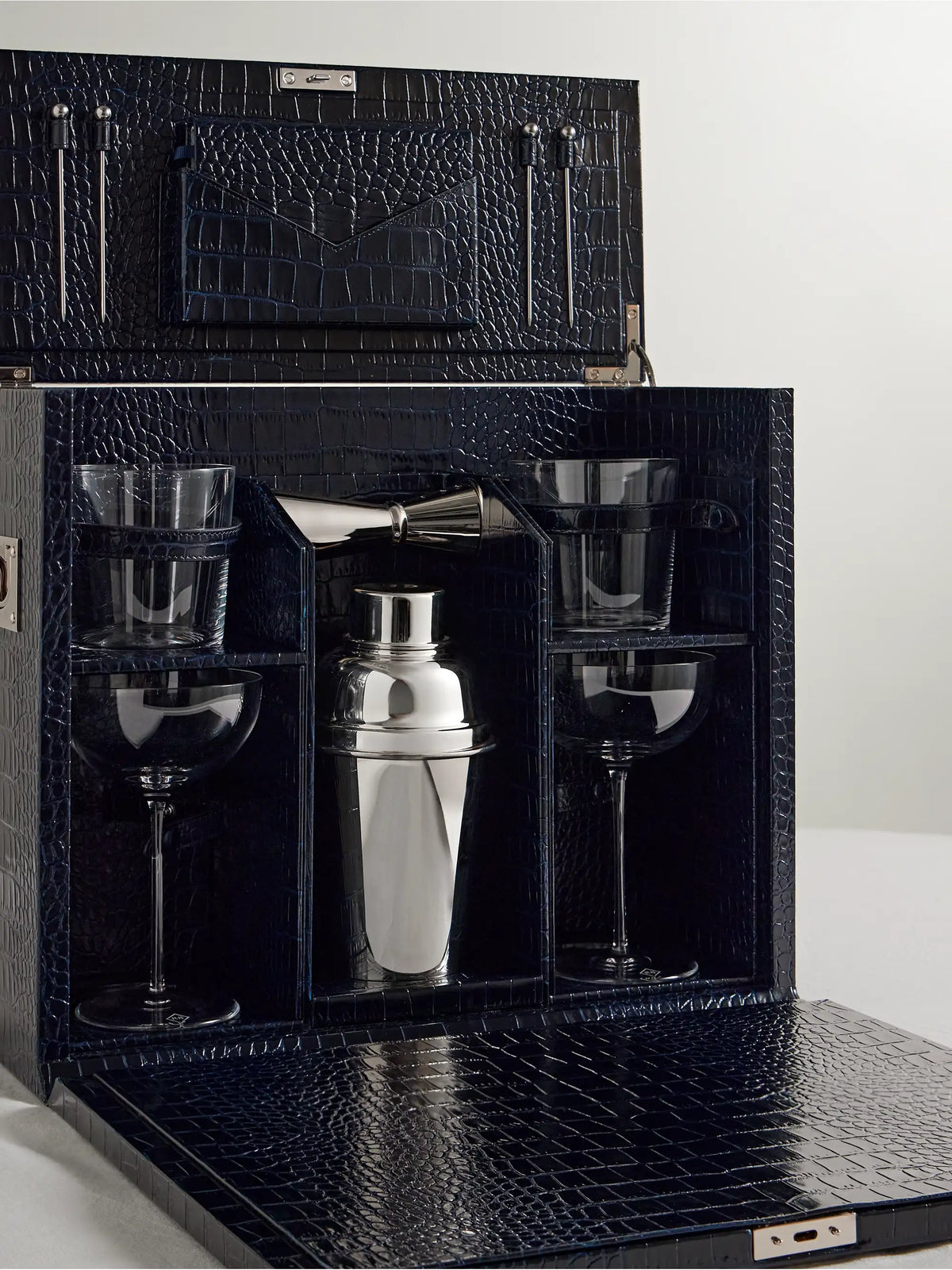 Mara Croc-effect Leather Bar Set