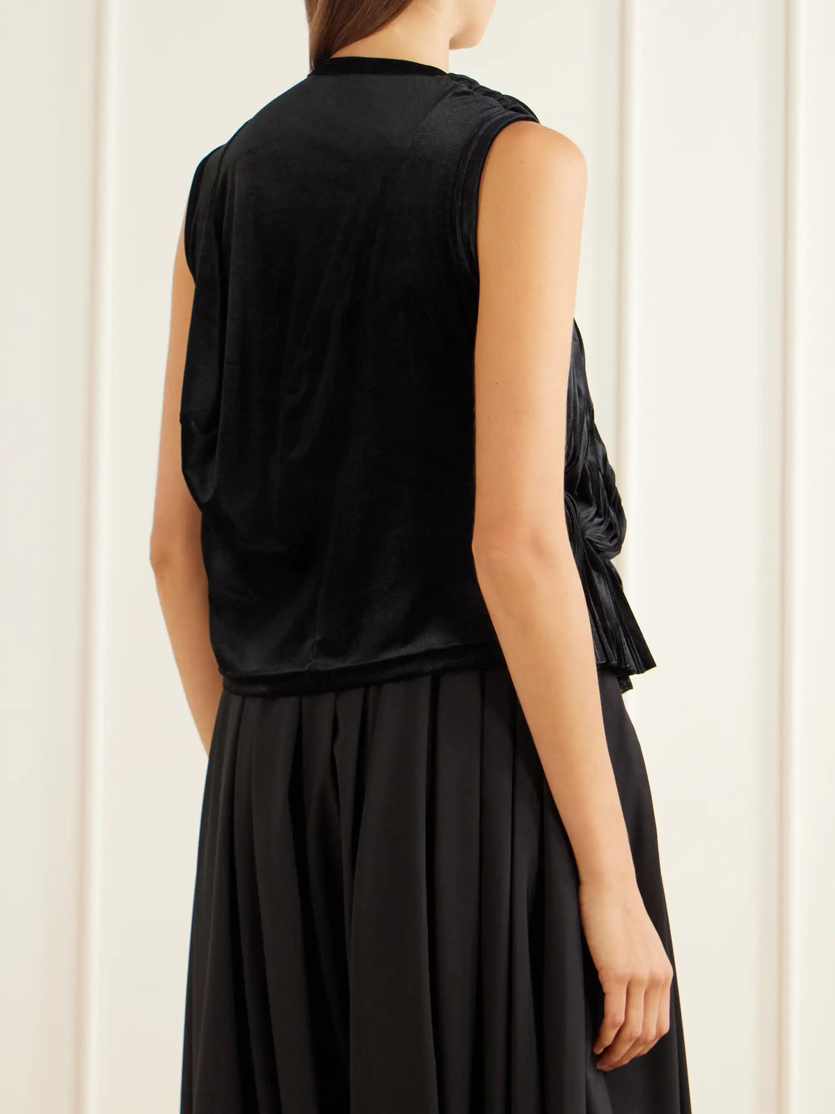 Comme des Garçons Asymmetric Pleated Draped Jersey-velour Top
