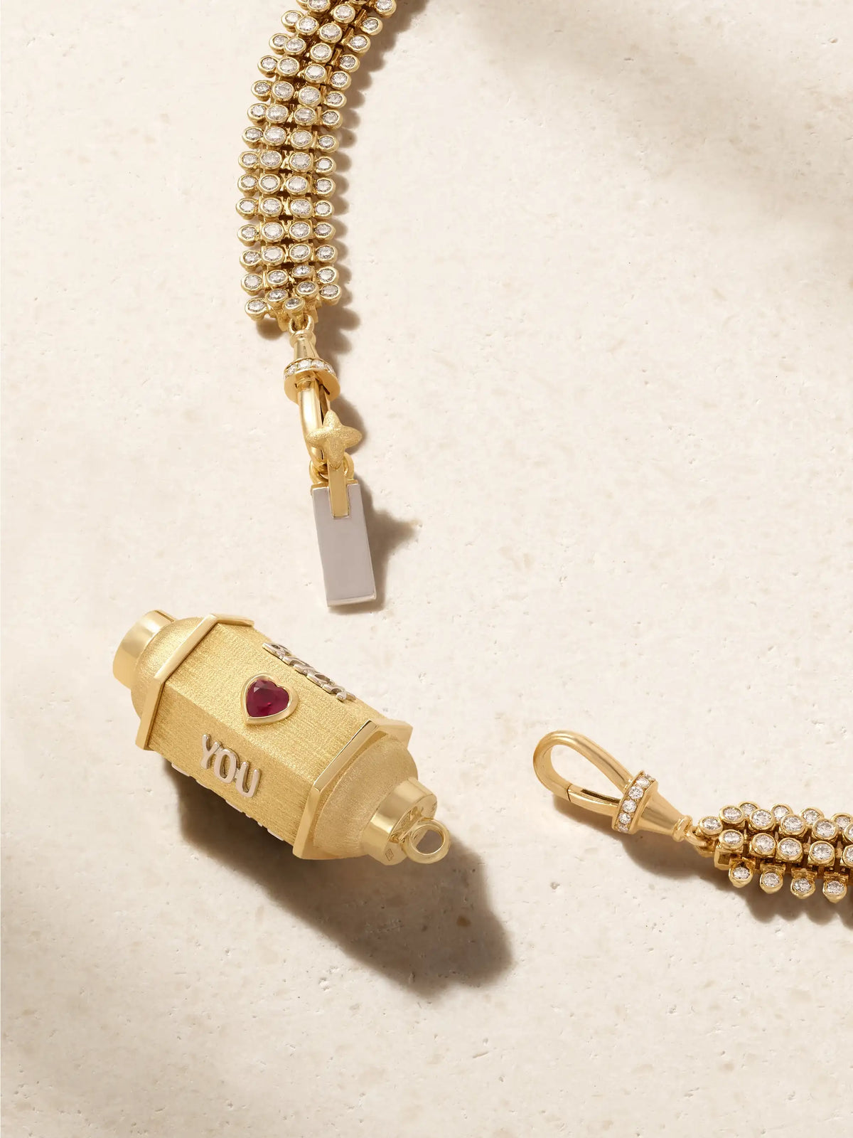 Marie Lichtenberg Love You Locket 18-karat Yellow And White Gold, Diamond And Ruby Necklace