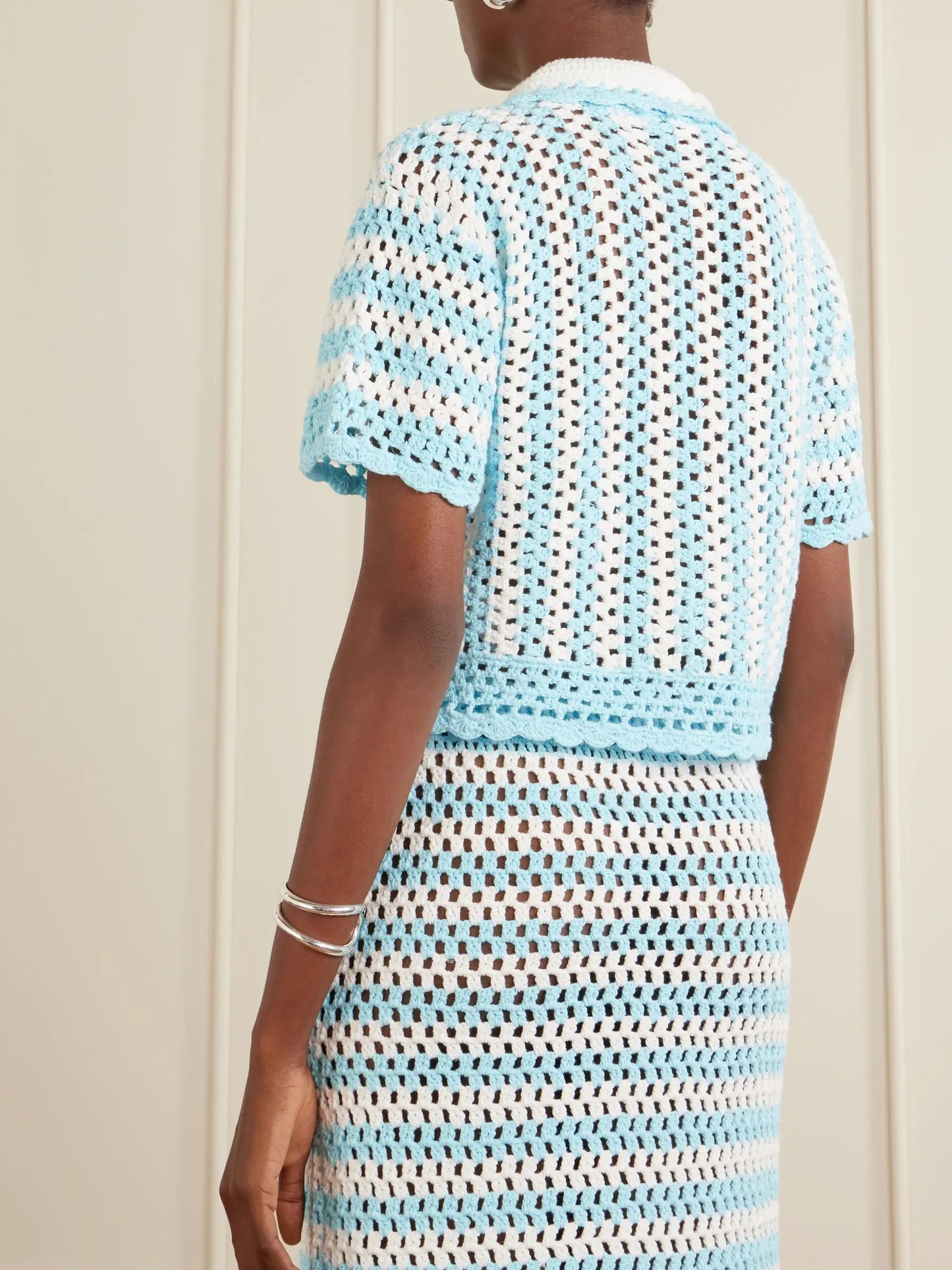 Stanton Striped Crocheted Cotton Shirt
