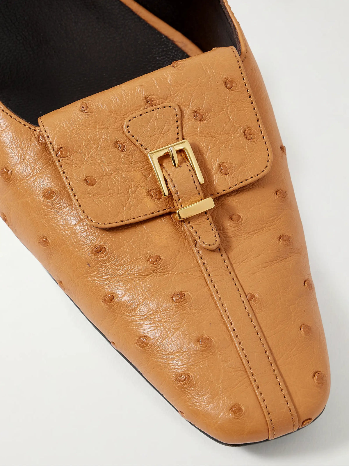 Celia Pocket Buckled Ostrich Pumps