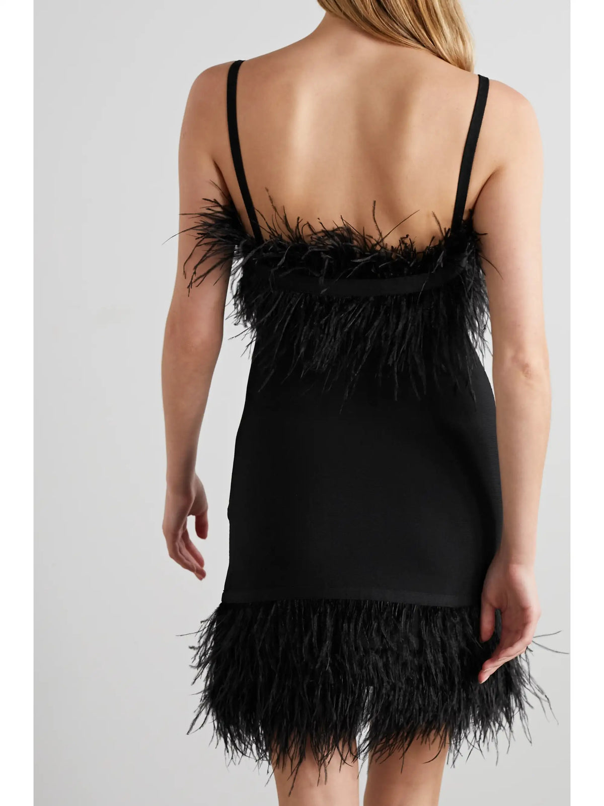 Etta Feather-trimmed Knitted Mini Dress