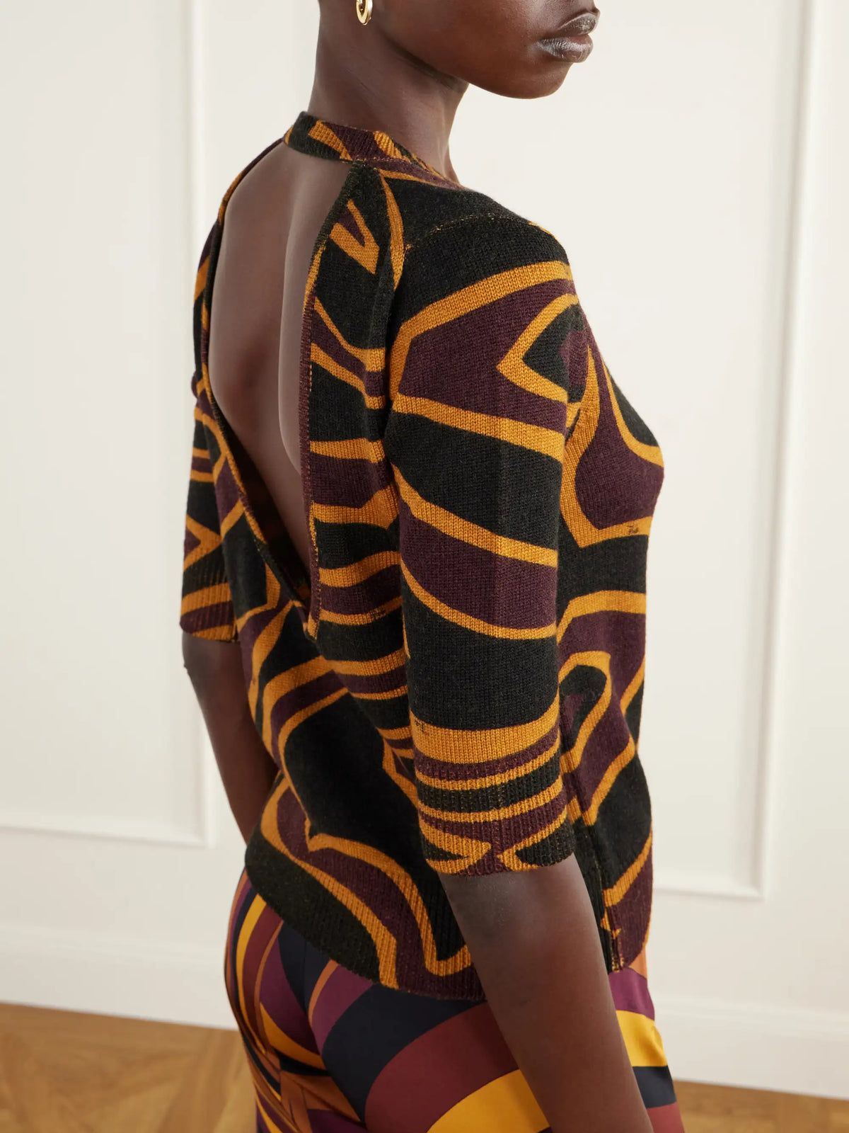 PUCCI Printed Open-back Wool-blend Sweater