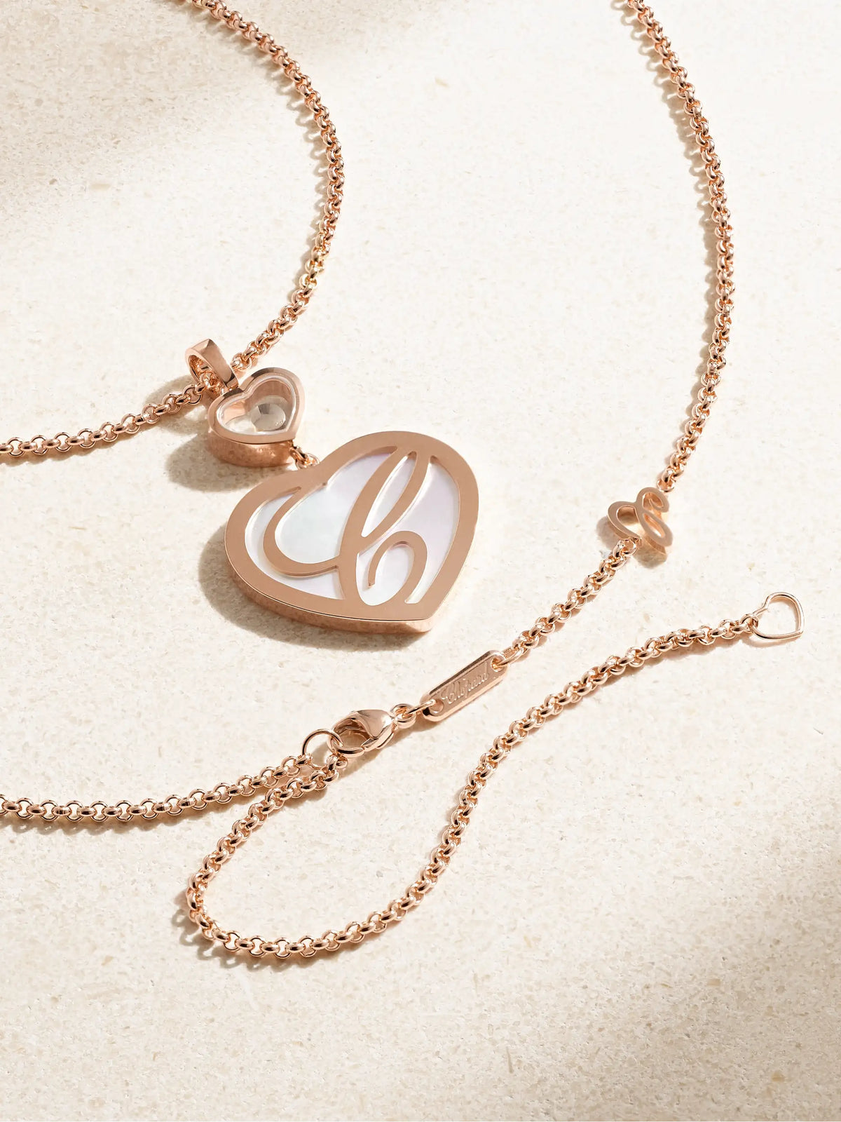 Happy Hearts 18-karat Rose Gold, Mother-of-pearl And Diamond Necklace