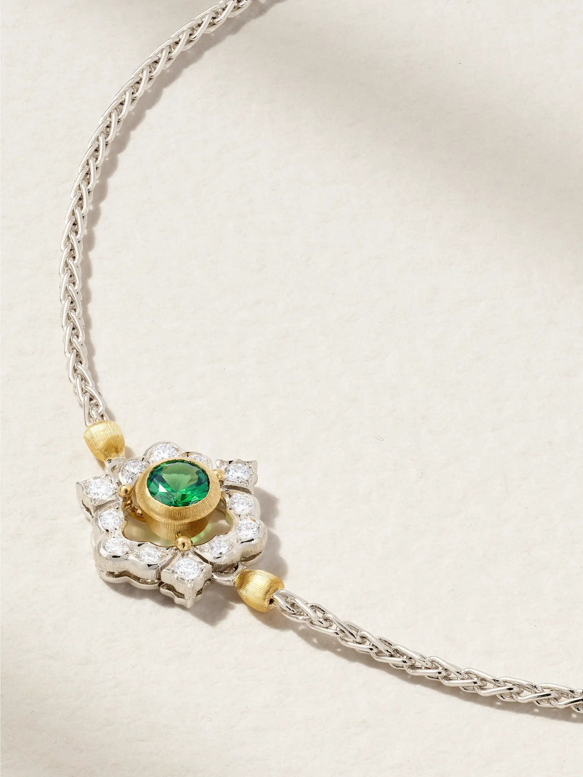 Ghirland 18-karat White And Yellow Gold, Diamond And Tsavorite Bracelet