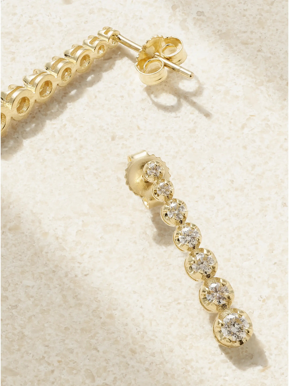 Mini Graduated 18-karat Gold Diamond Earrings