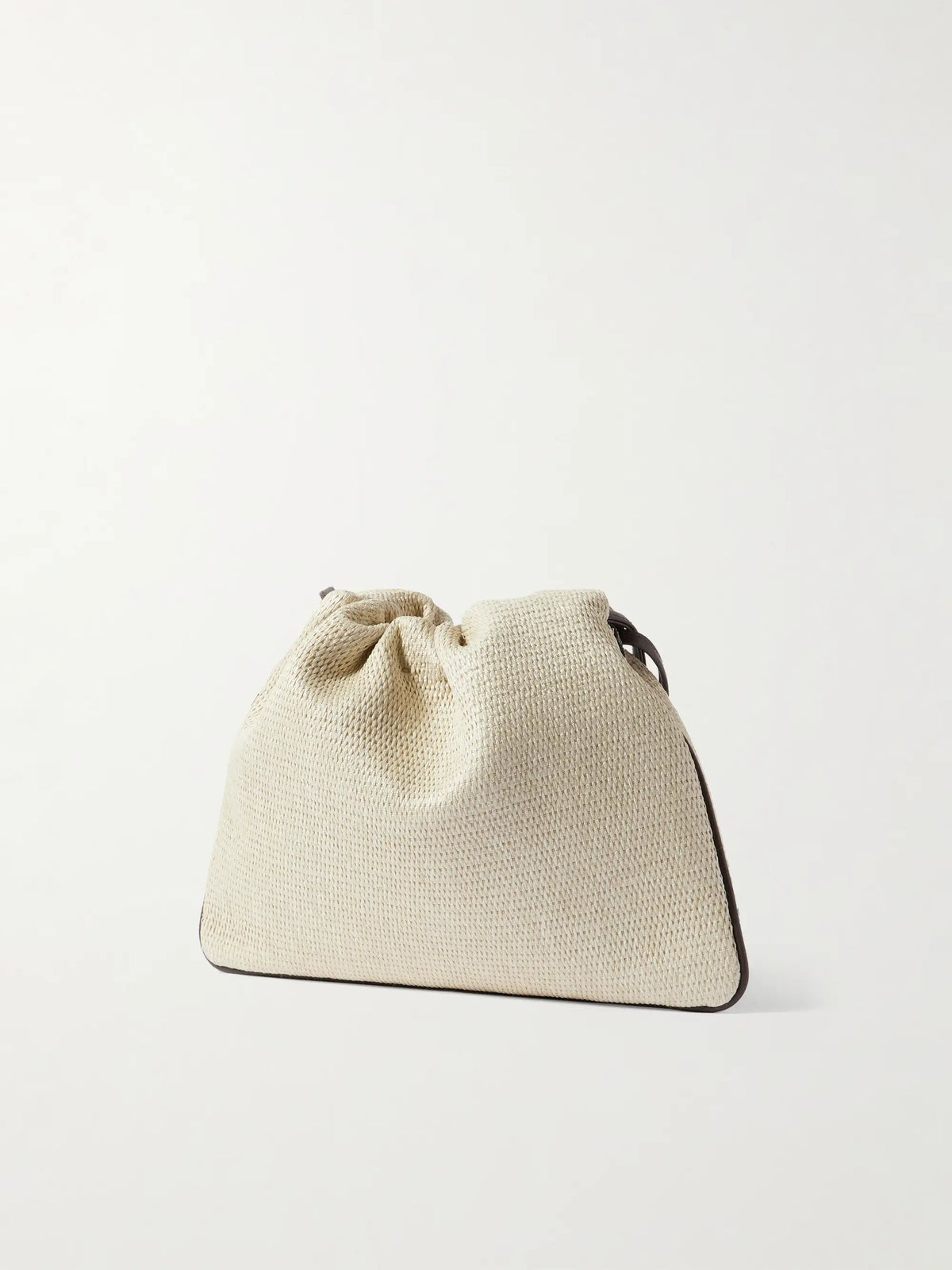 Brunello Cucinelli Embellished Leather-trimmed Raffia Shoulder Bag