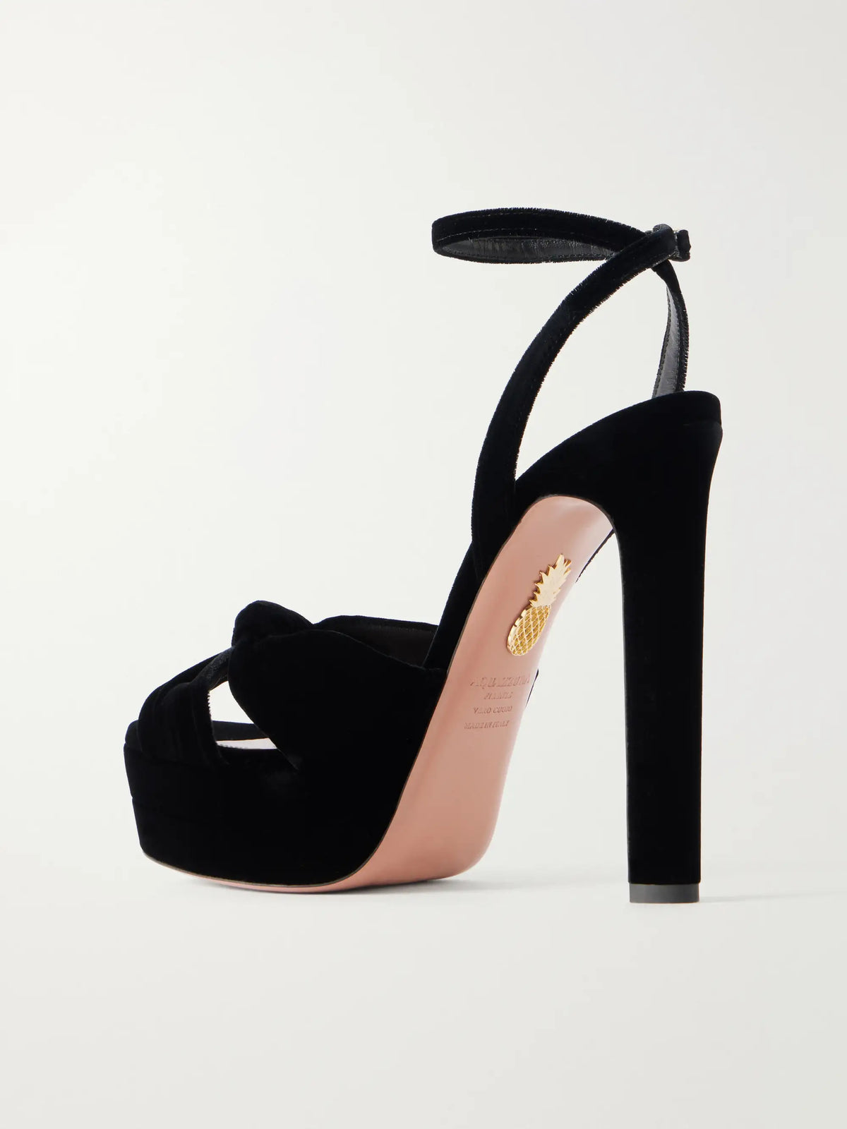 Aquazzura Cupid Plateau 130 Velvet Sandals