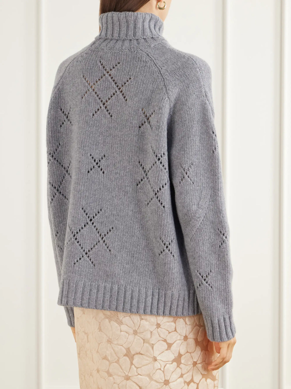 BERNADETTE Sharon Embroidered Pointelle-knit Wool Turtleneck Sweater