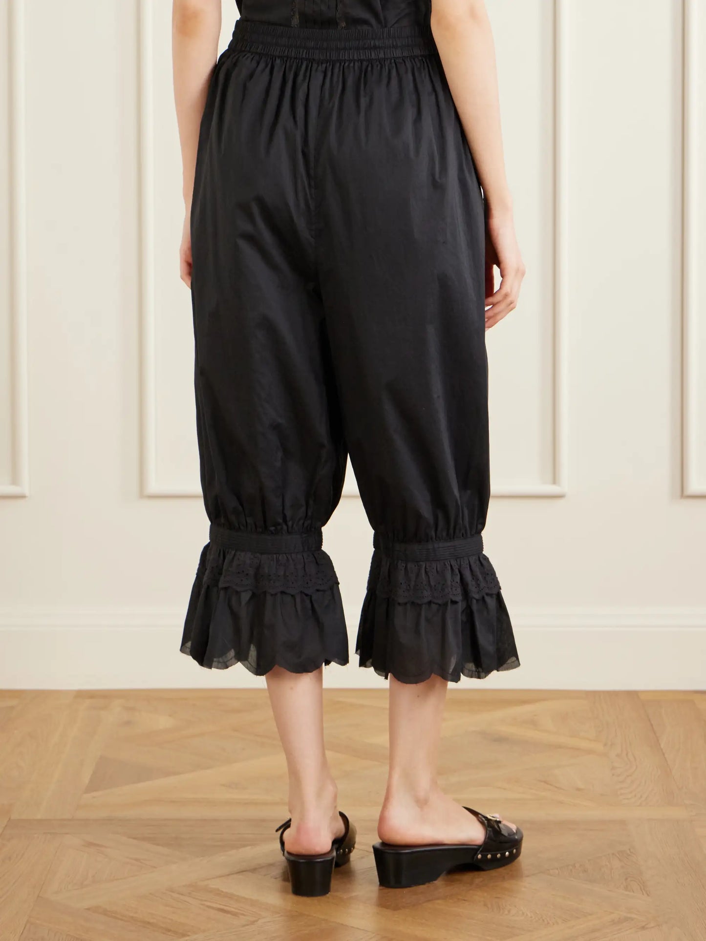 Renzo Cropped Scalloped Cotton-voile Balloon Pants