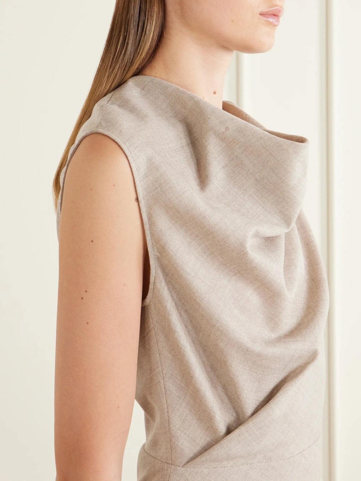 Brunello Cucinelli Draped Virgin Wool Midi Dress