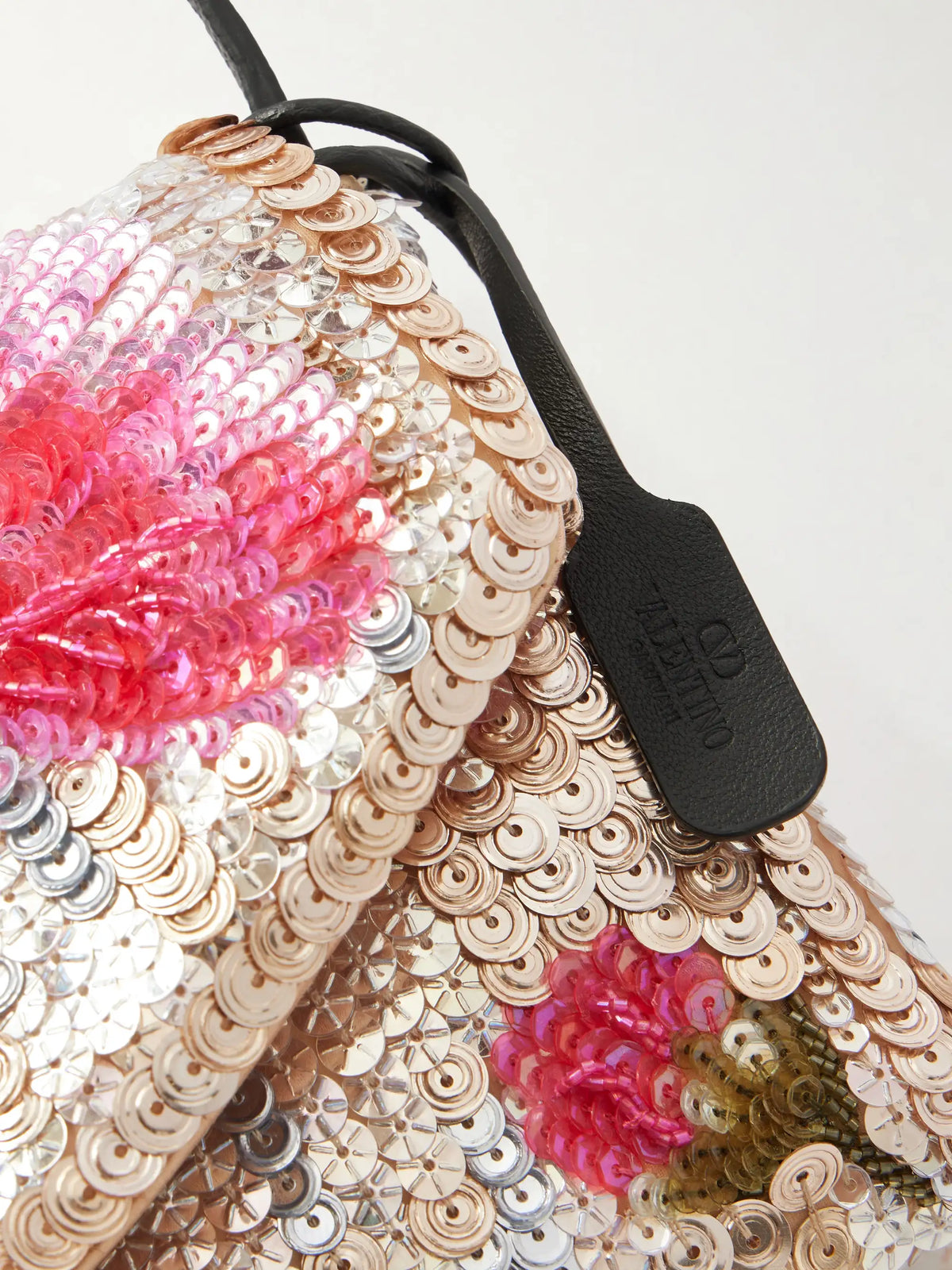 Devain Leather-trimmed Sequined Shoulder Bag