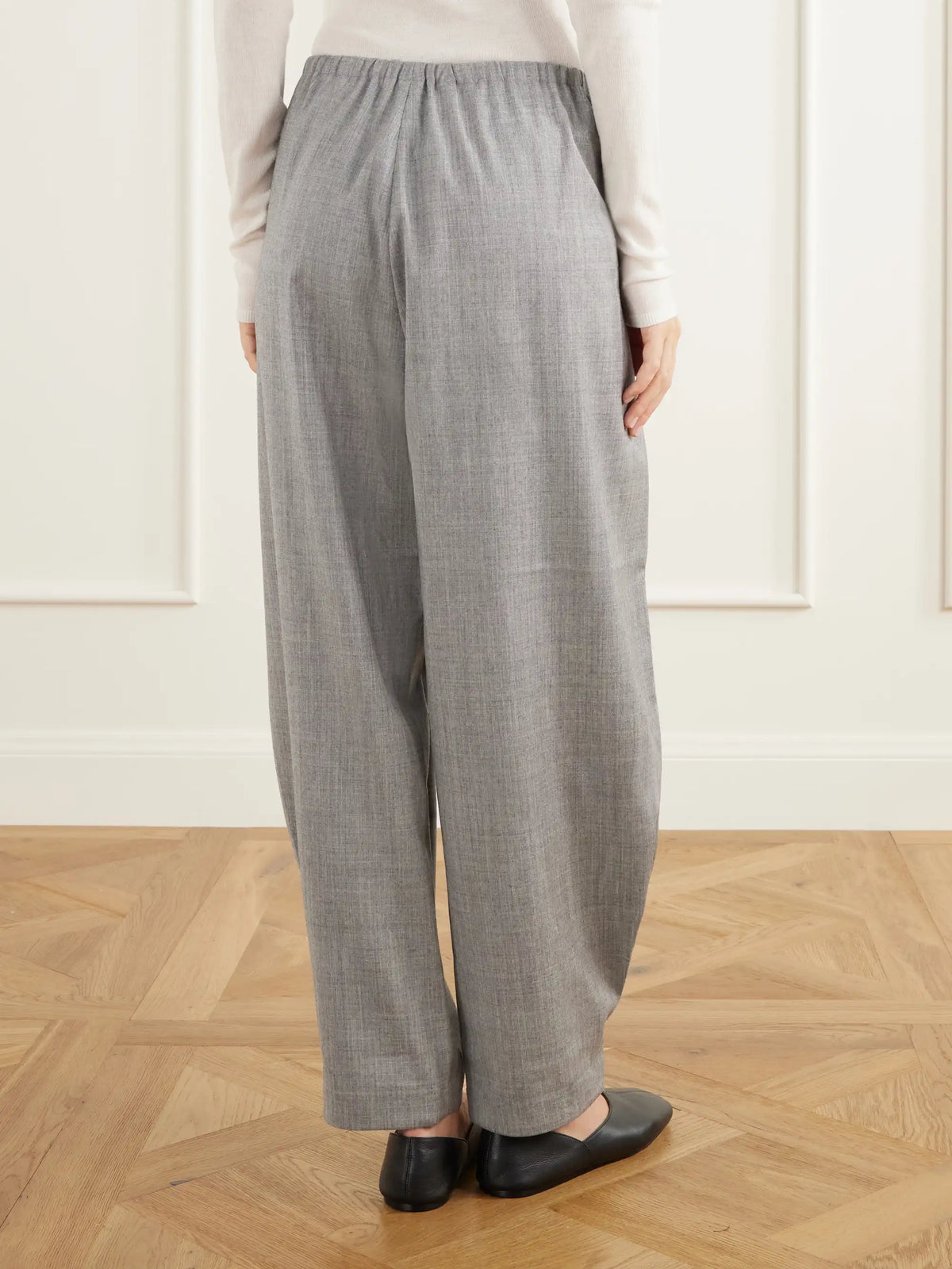 ST. AGNI Wool-blend Woven Barrel-leg Pants