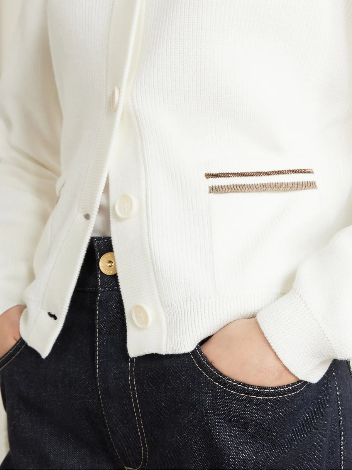 Brunello Cucinelli Bead-embellished Ribbed Cotton Cardigan