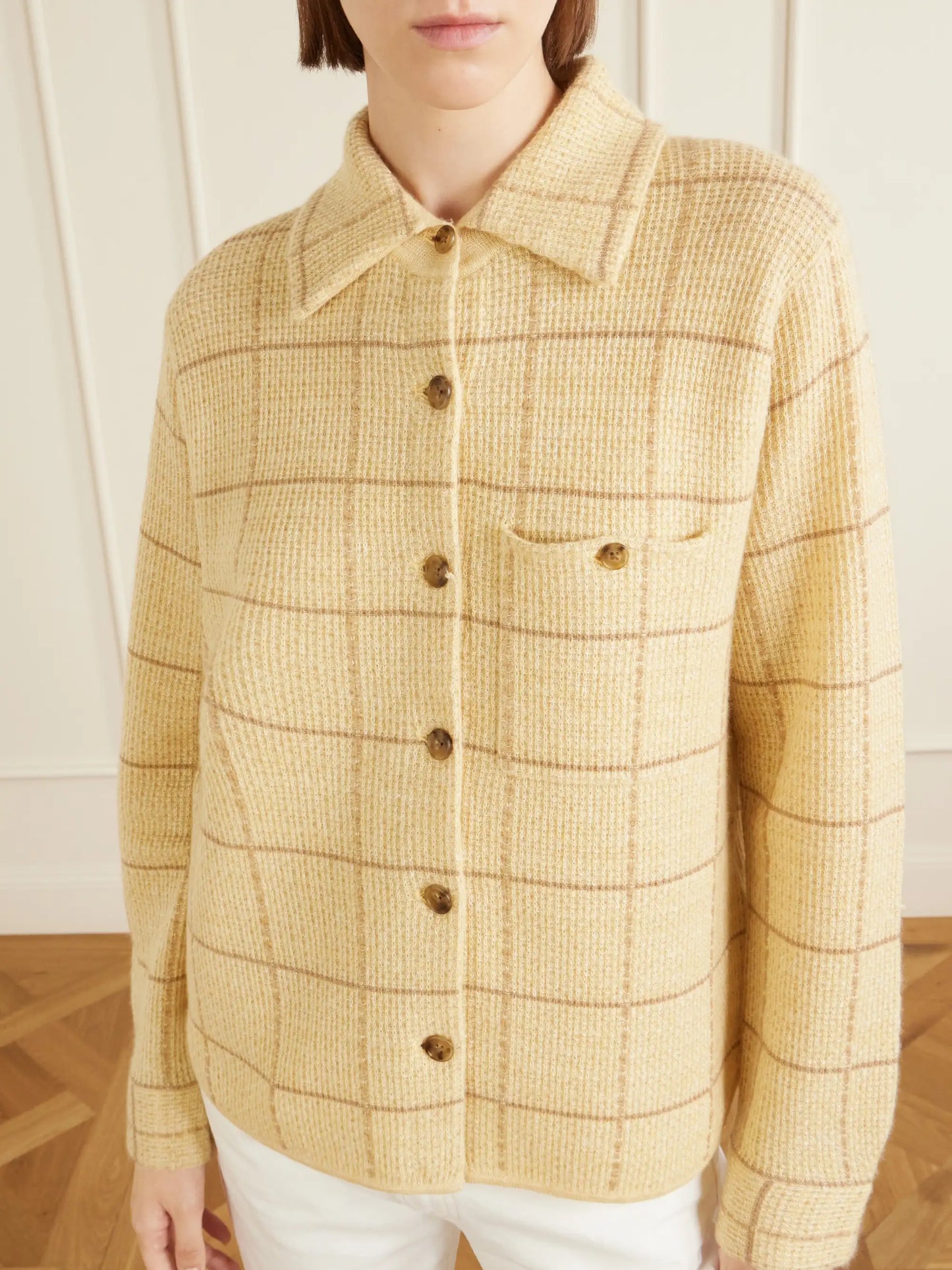 Dylan Checked Knitted Cashmere And Linen-blend Shirt