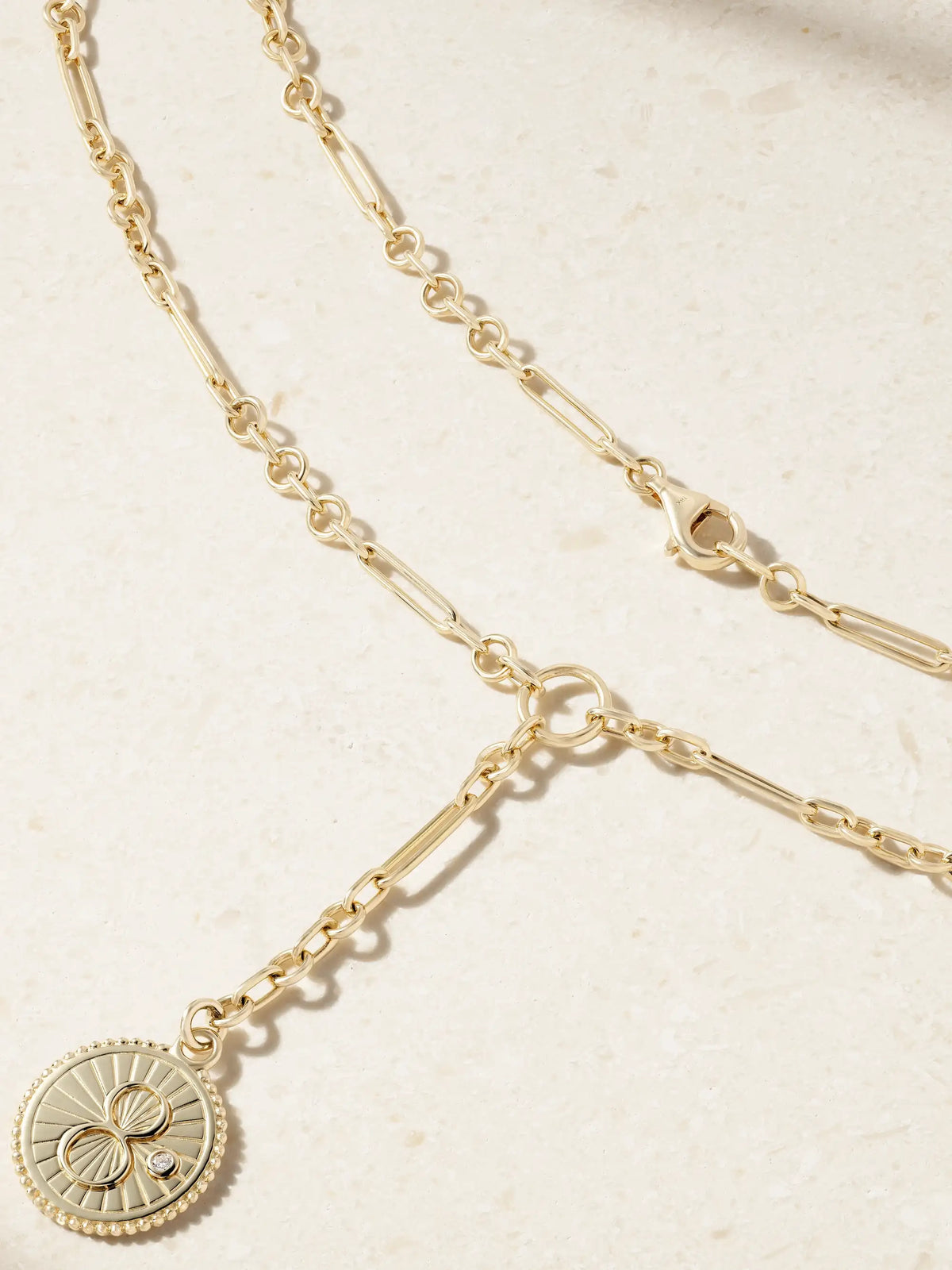 Karma + Fine Mixed Clip 18-karat Gold Diamond Necklace
