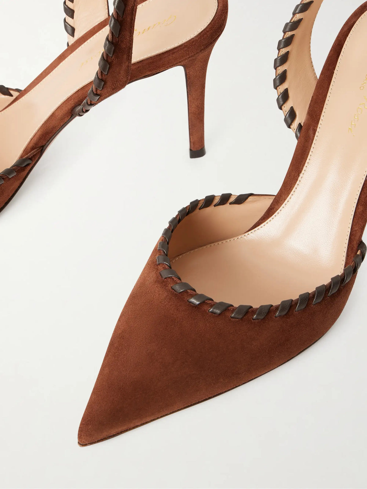 85 Whipstitched Suede Slingback Pumps