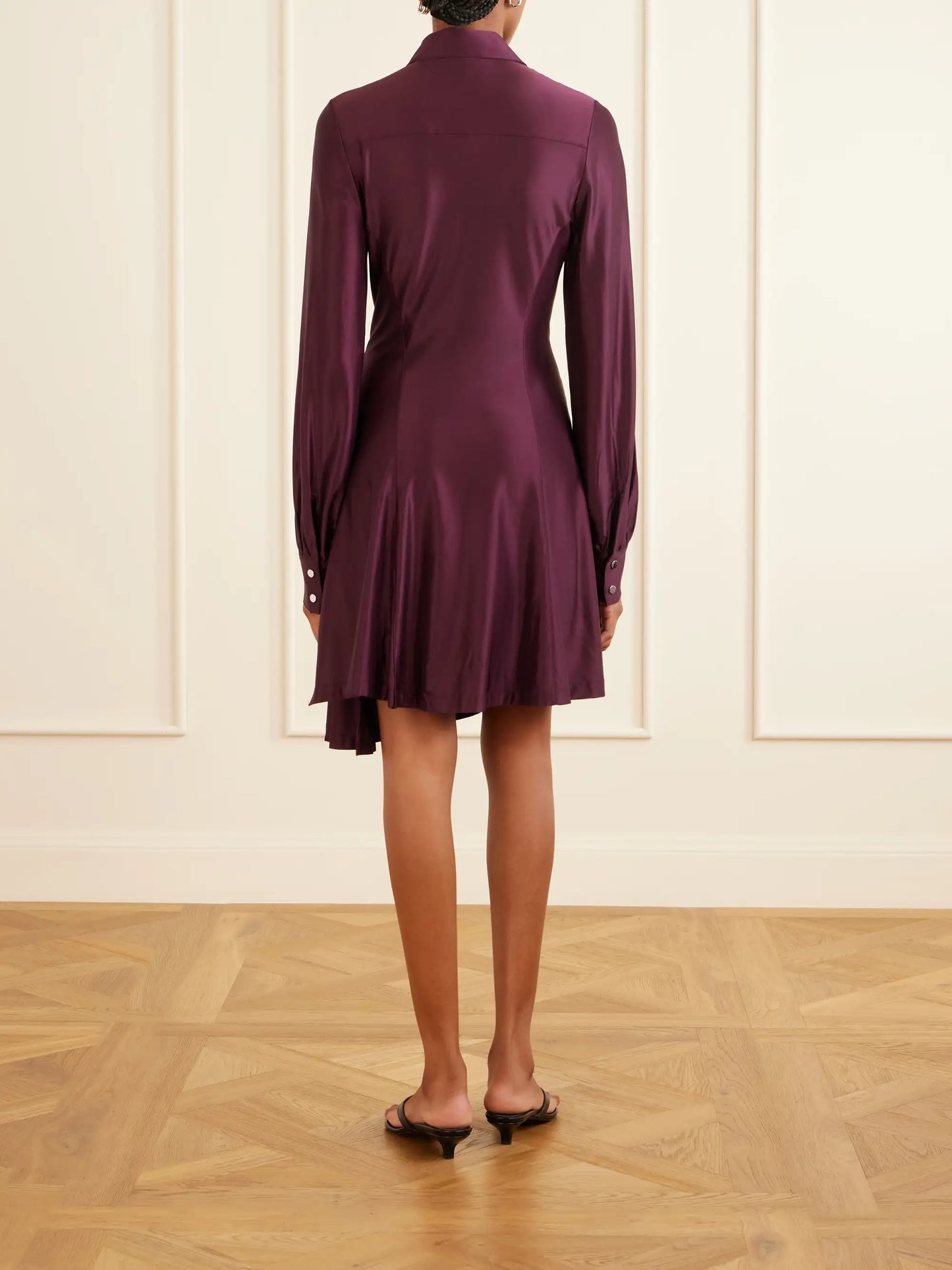 Pleated Jersey-satin Mini Dress