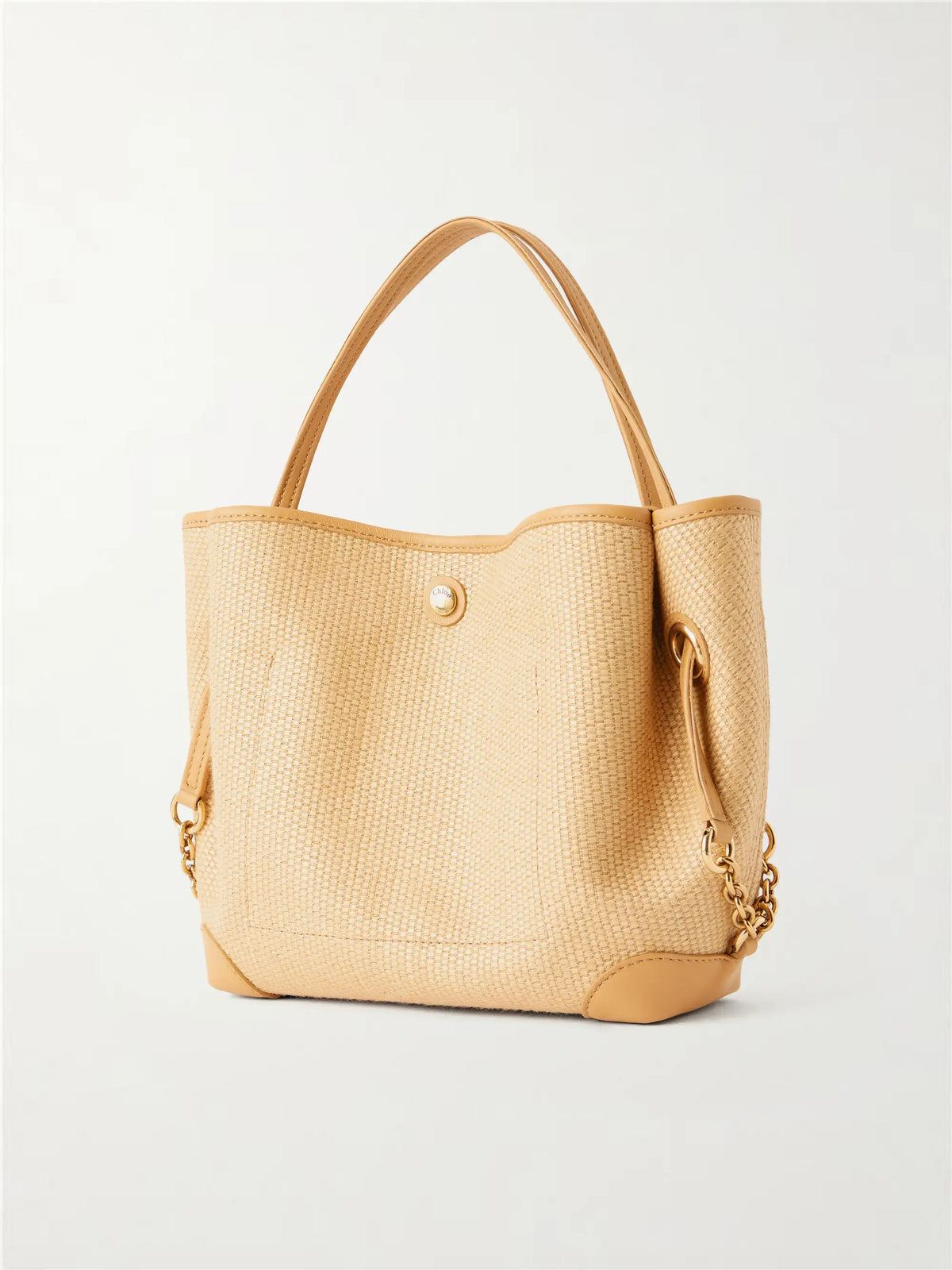 Clover Leather-trimmed Raffia-effect Tote
