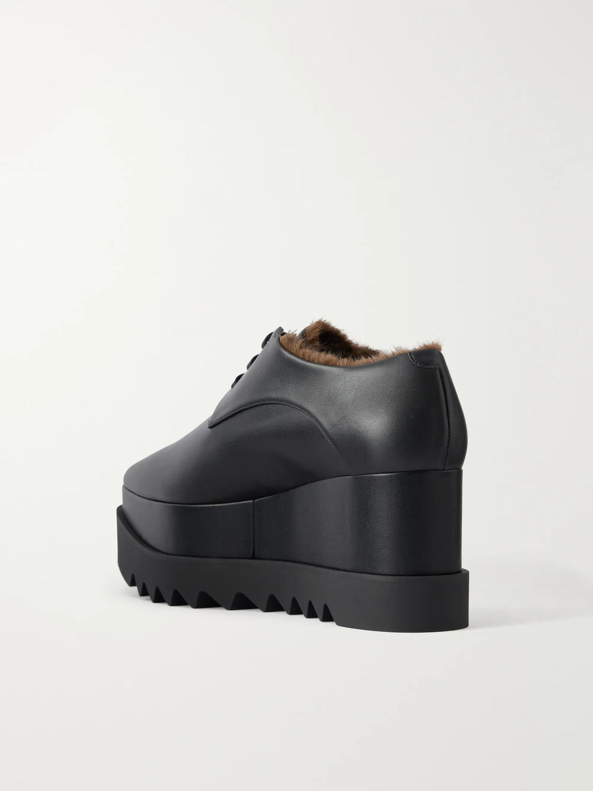 Stella McCartney Elyse Plush-trimmed Vegan Material Platform Brogues
