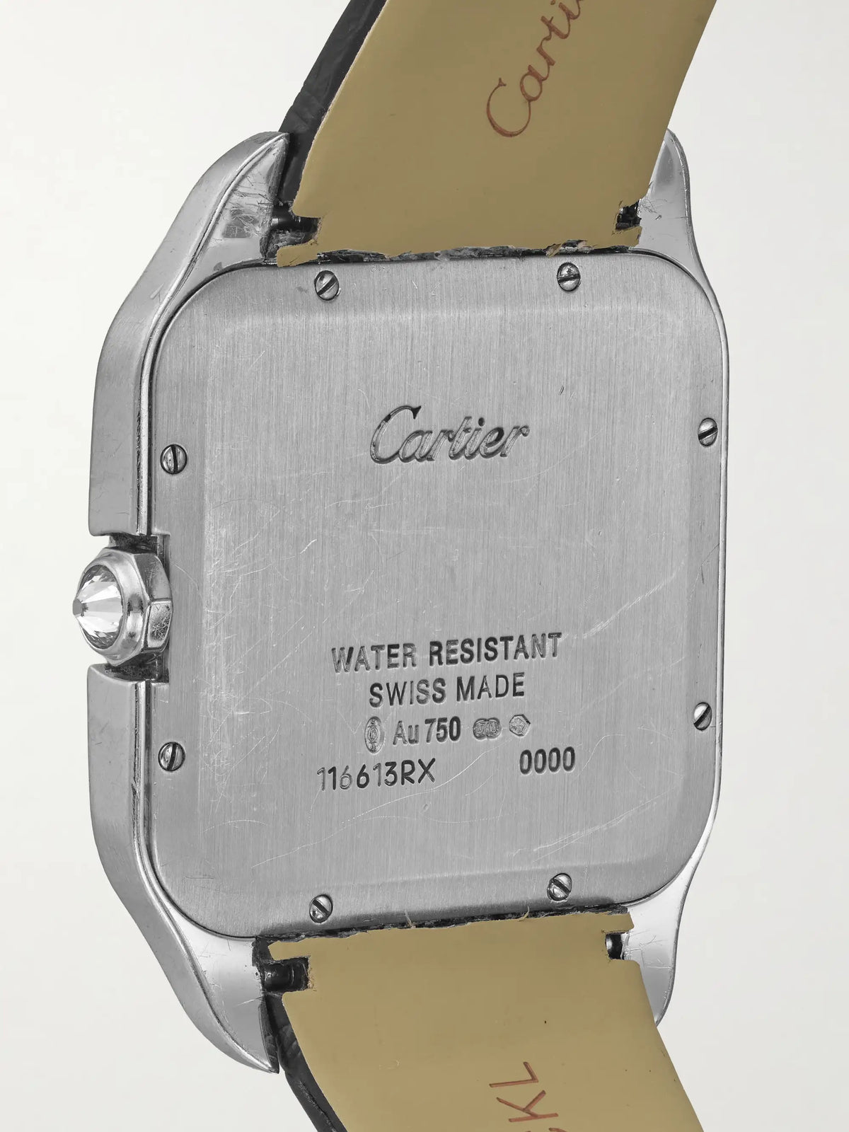 Stephanie Windsor + Cartier Vintage 2000 Santos Dumont Hand-wound 18-karat White Gold, Diamond And Leather Watch, Ref. Wh100351 (6.2" Wrist)