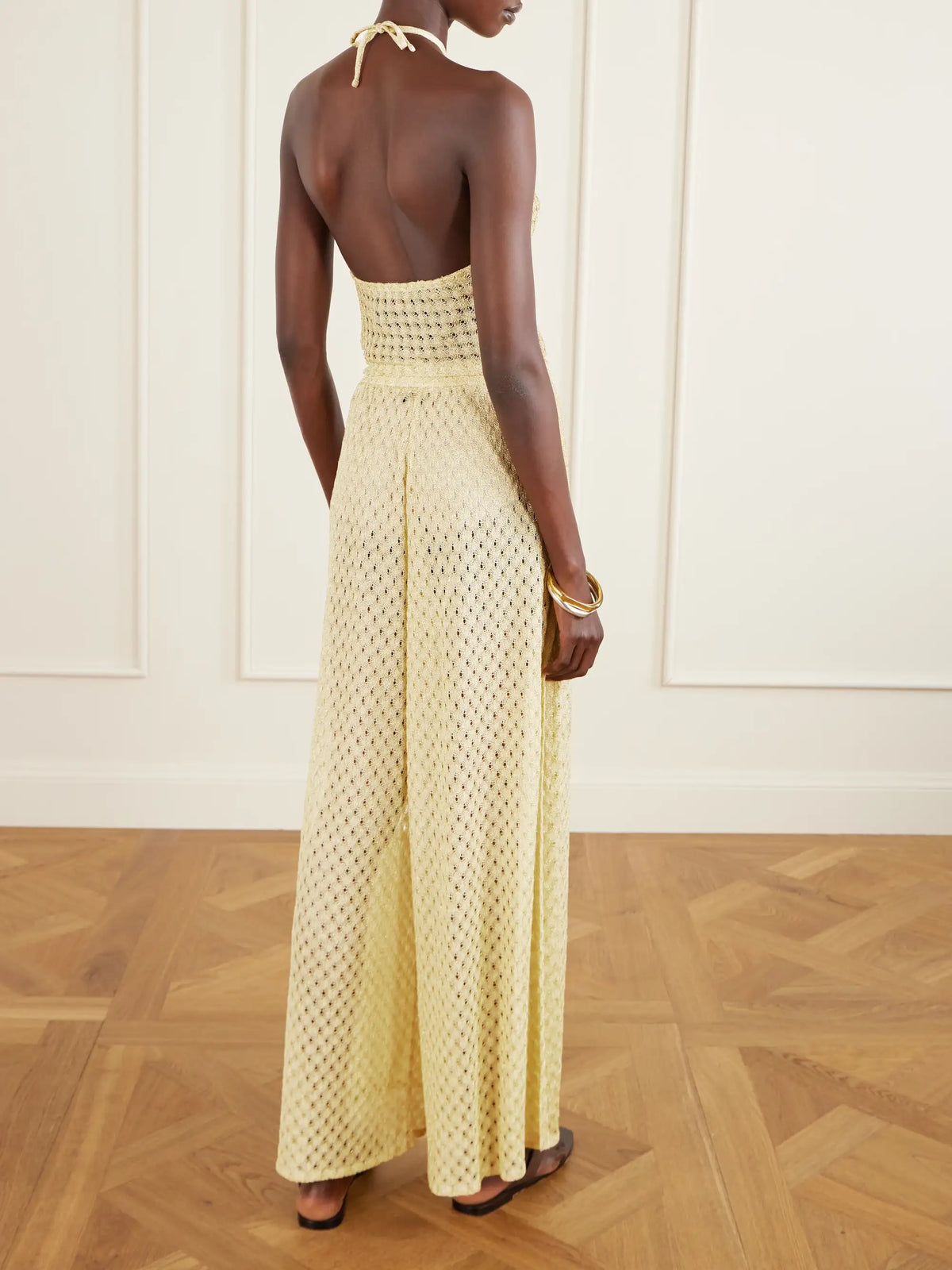 Missoni Mare Cropped Metallic Crochet-knit Halterneck Top
