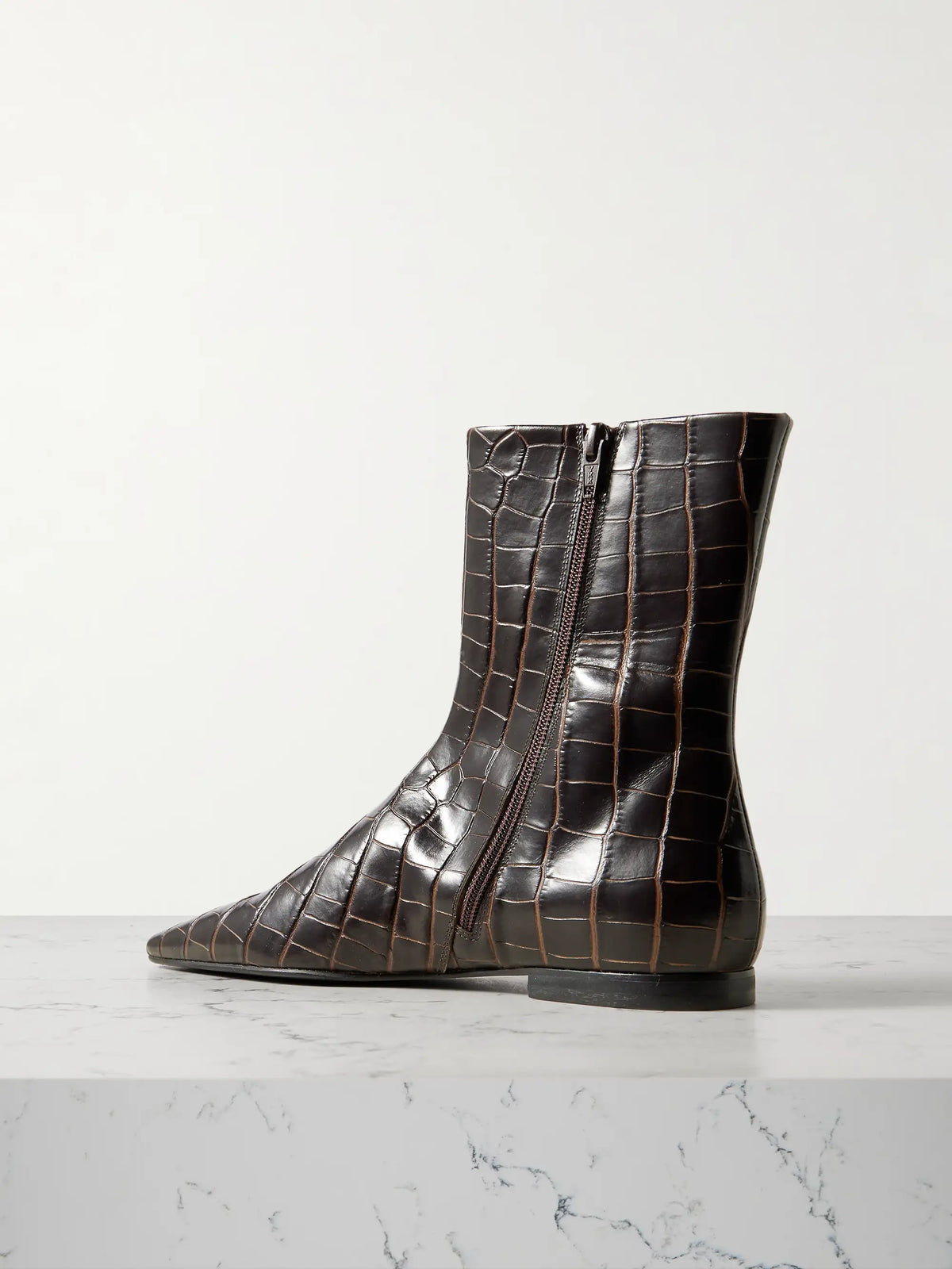 Croc-effect Leather Chelsea Boots