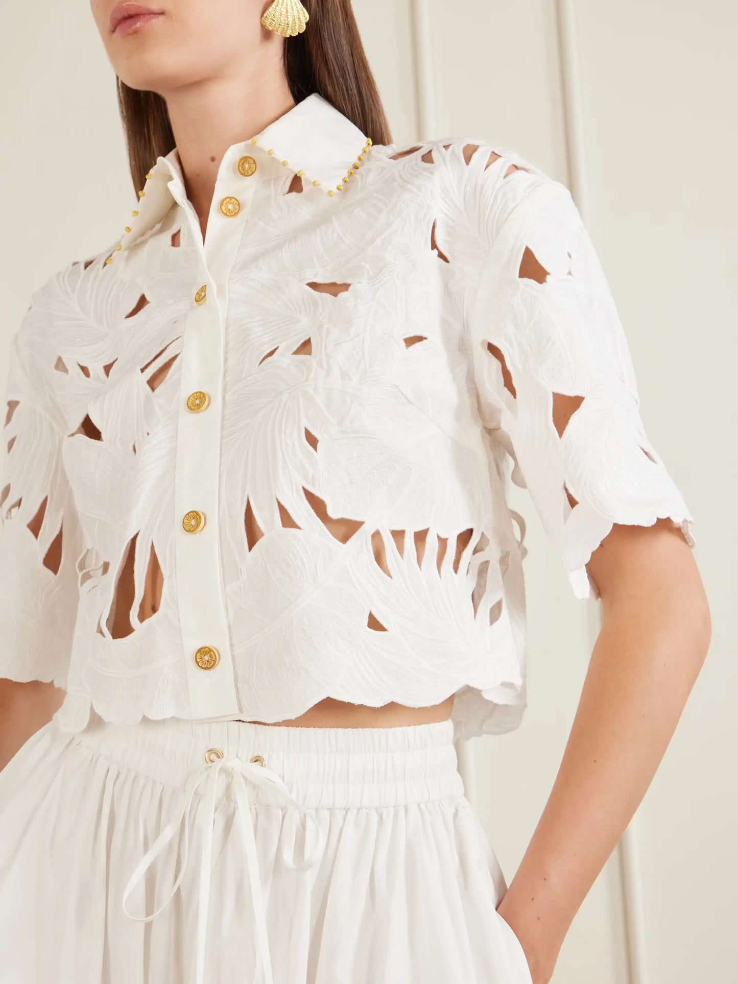 Mahon Cropped Embroidered Cotton Top