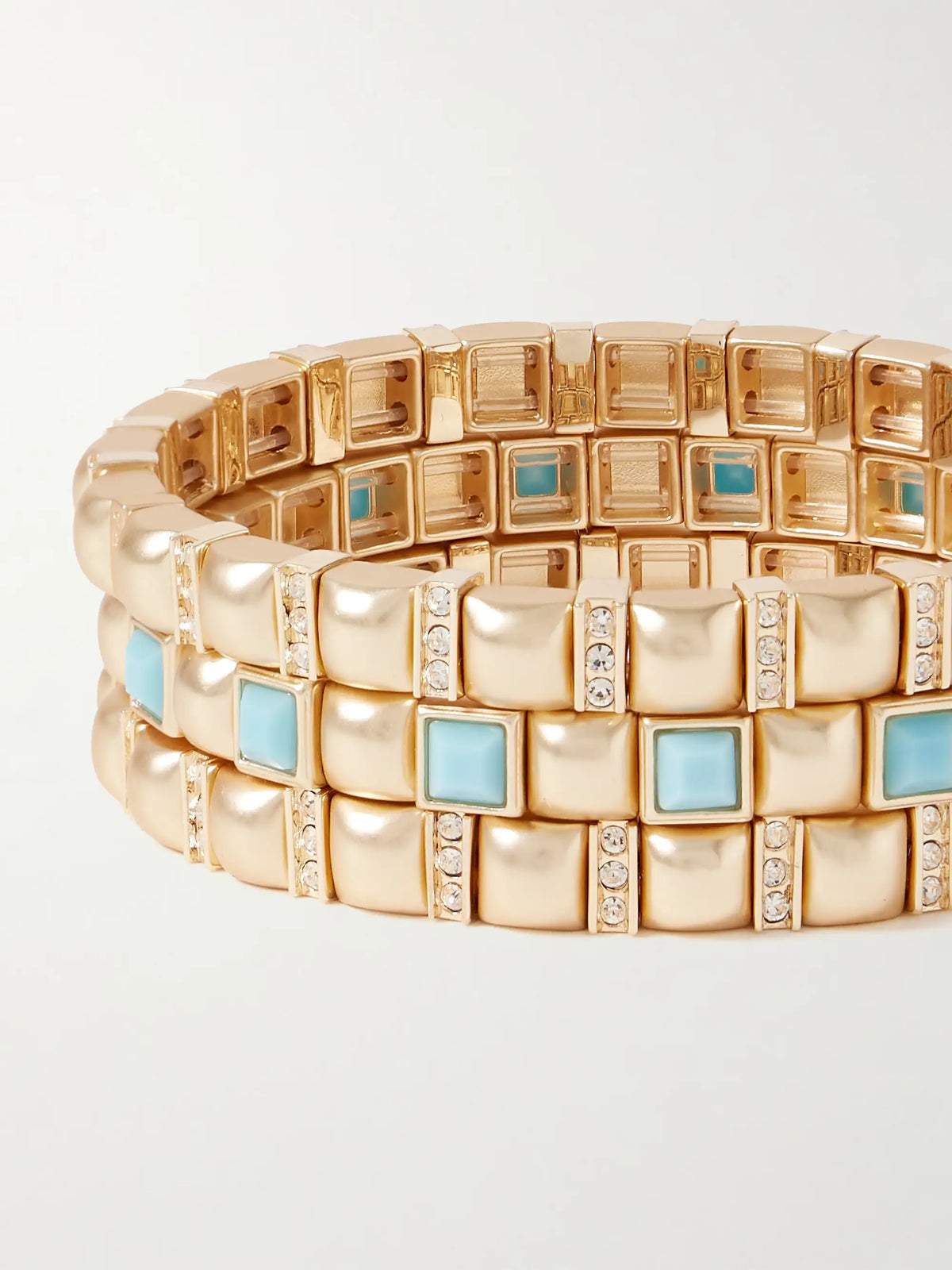 The Mini Jeweled Set Of Three Gold-tone Crystal And Enamel Bracelets