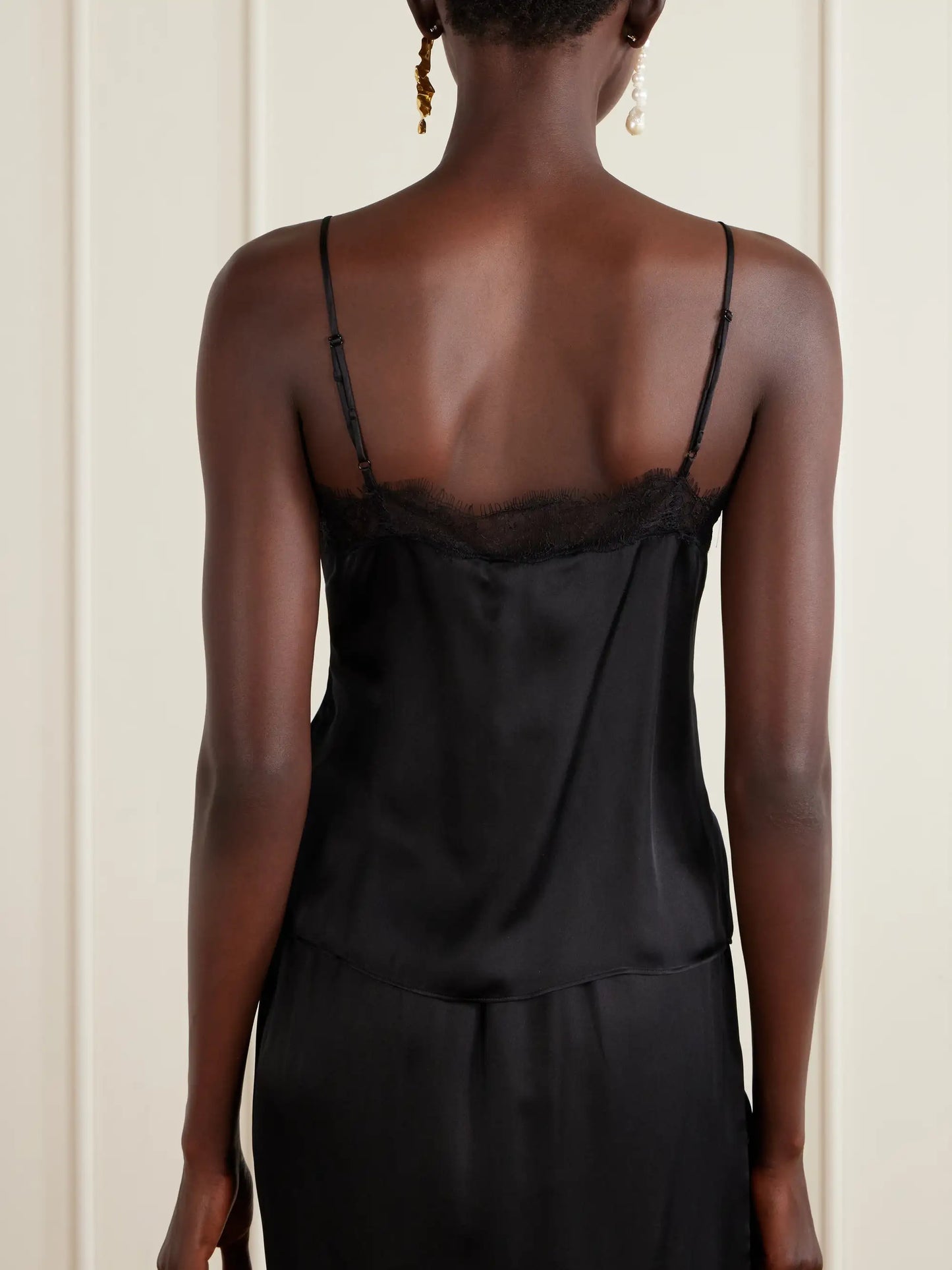 Mael Lace-trimmed Silk-blend Satin Top