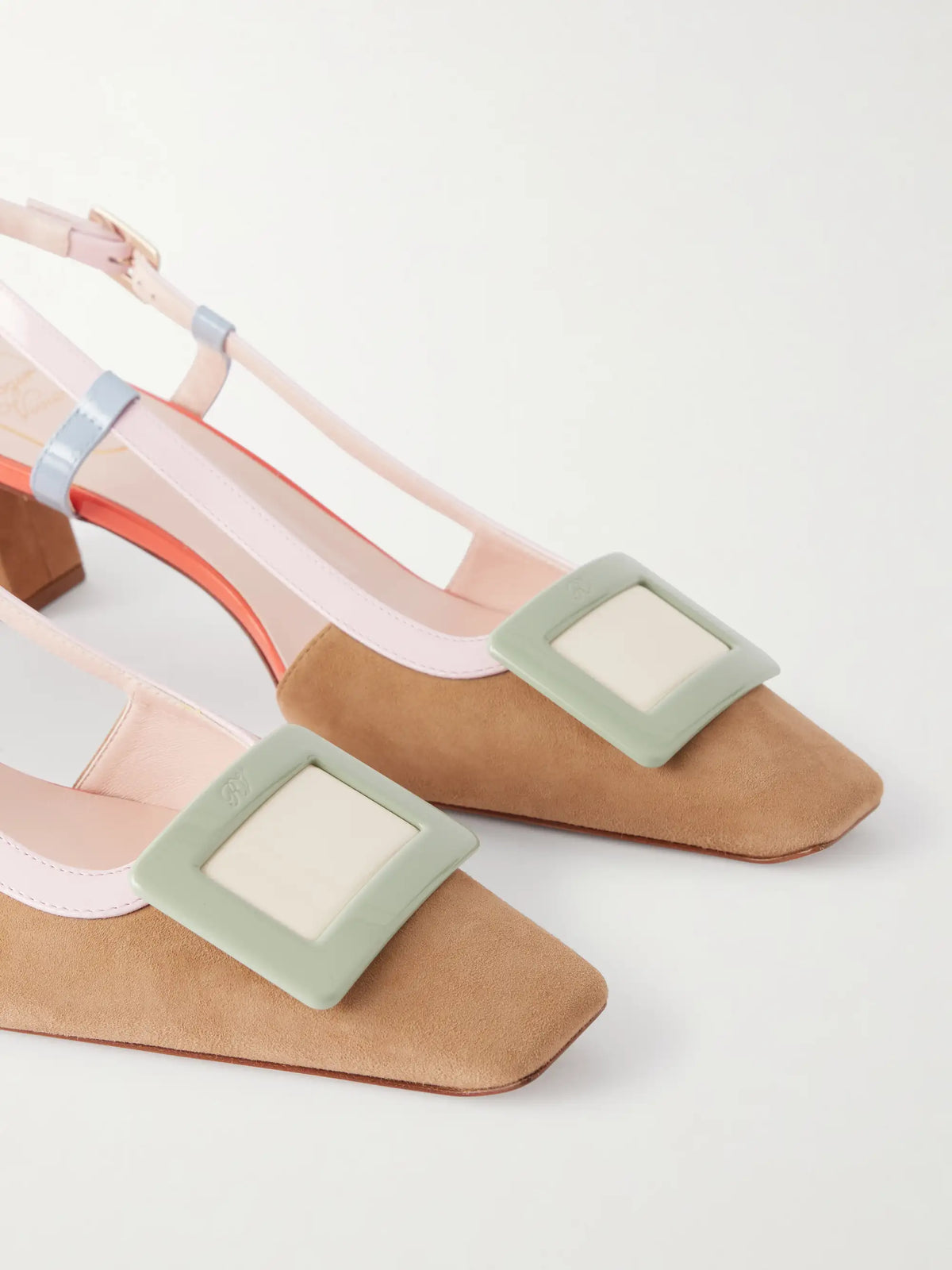 Roger Belle Vivier 45 Buckled Leather-trimmed Suede Ballet Flats