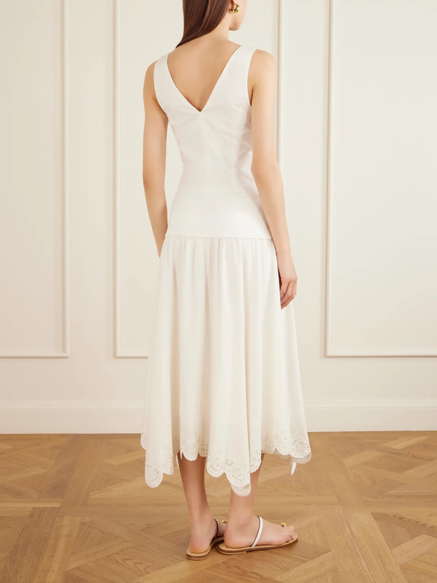 Heaven Embroidered Linen-blend Midi Skirt