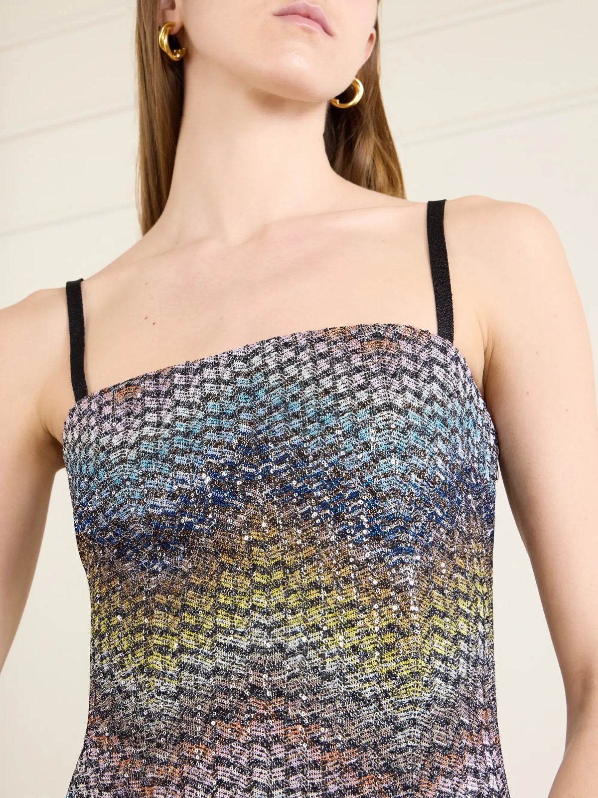 Sequin-embellished Metallic Crochet-knit Mini Dress