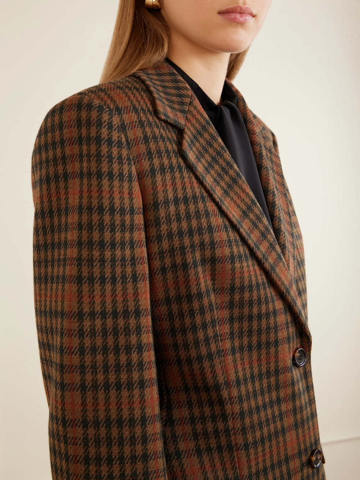 Max Mara Galosce Houndstooth Wool And Cotton-blend Blazer