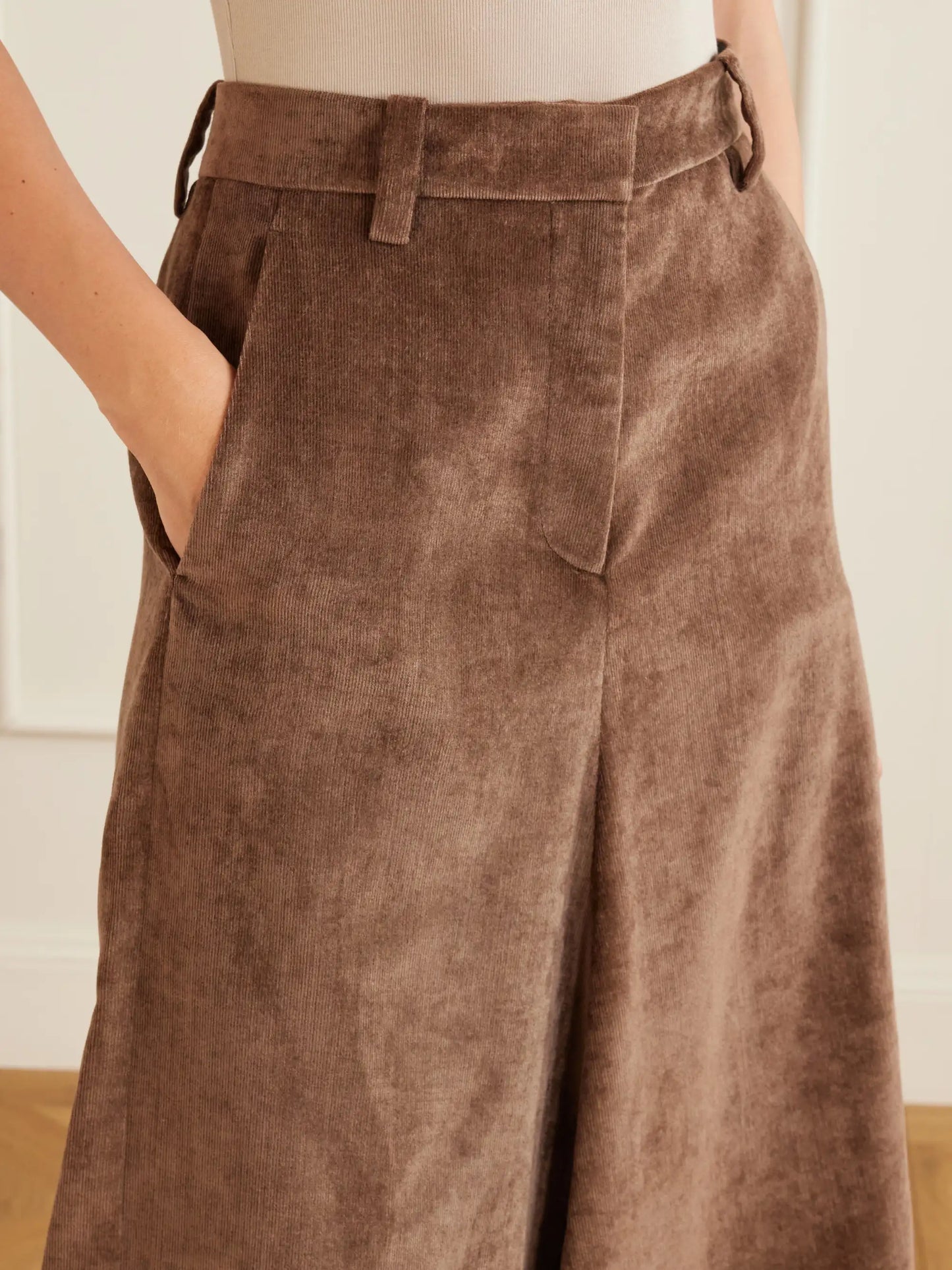 Embellished Corduroy Midi Skirt