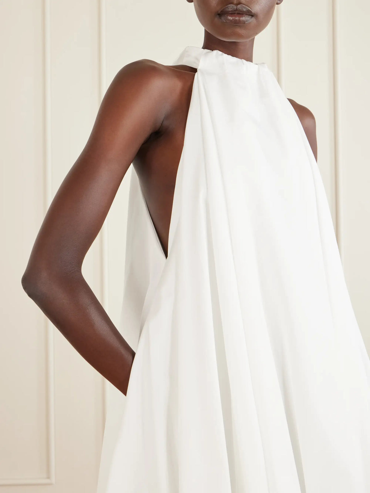 Halterneck Cotton-poplin Balloon Mini Dress