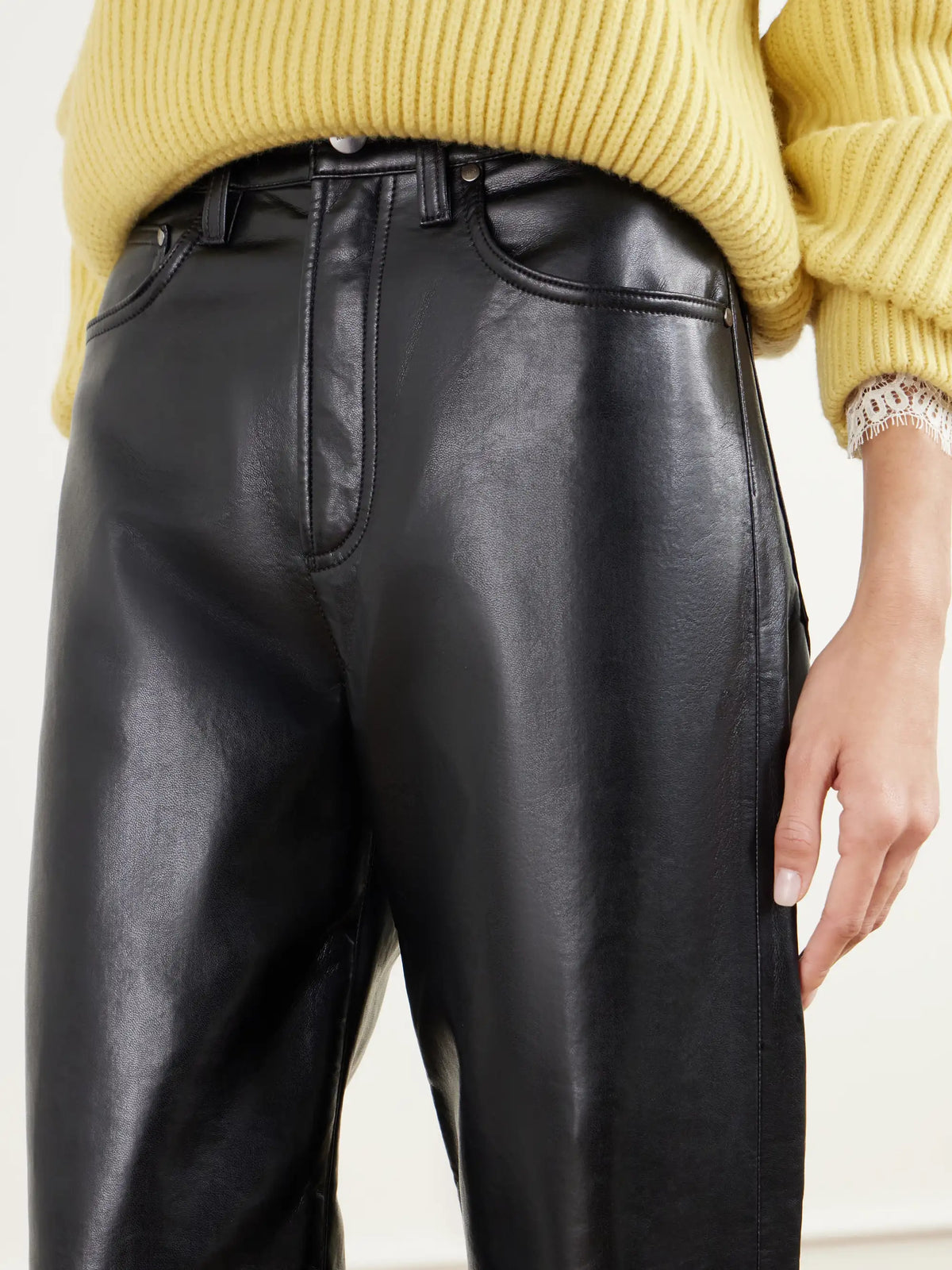 AGOLDE Verica Leather-blend High-rise Wide-leg Jeans
