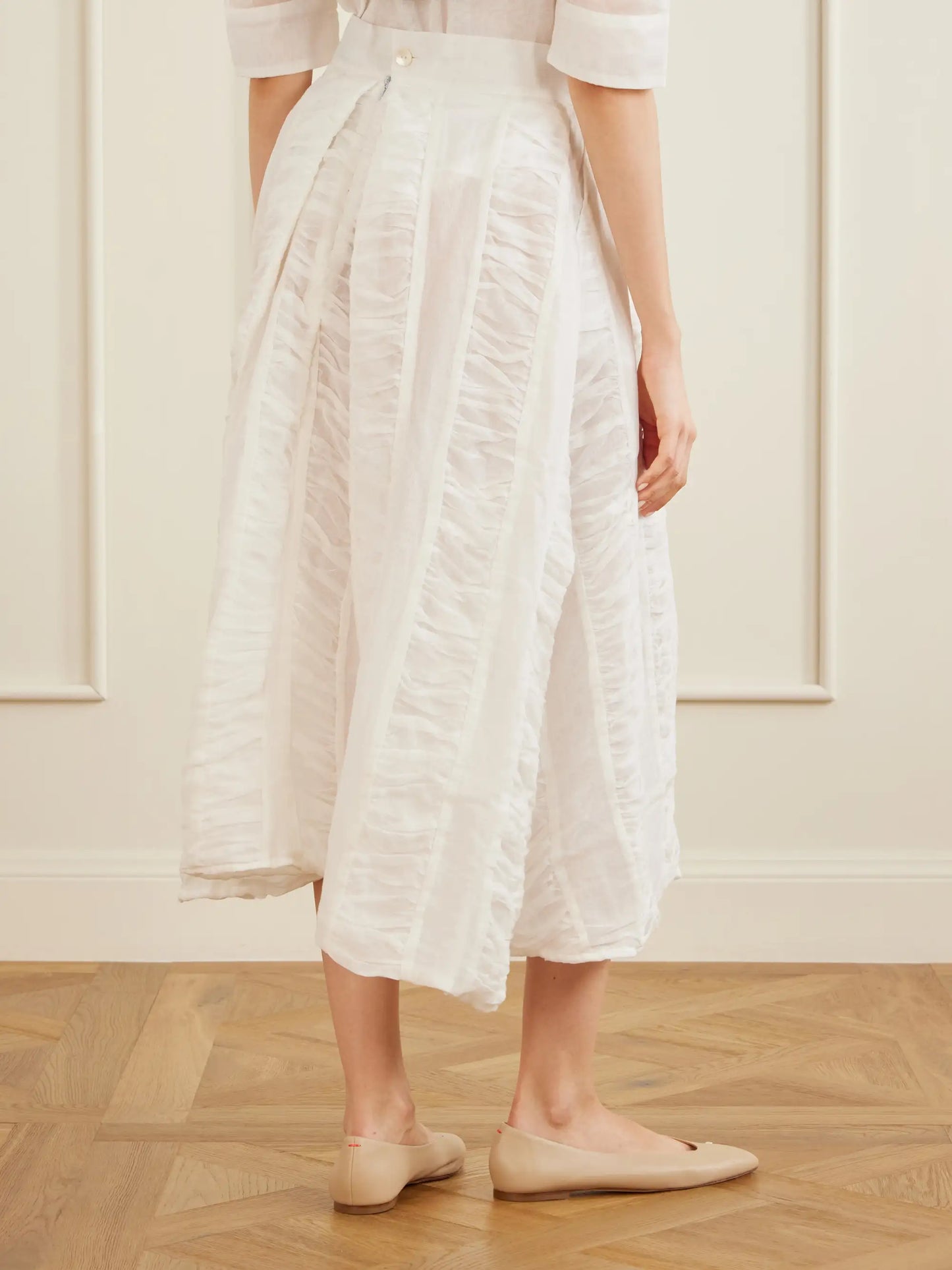 Wynona Ruched Cotton-gauze Midi Skirt