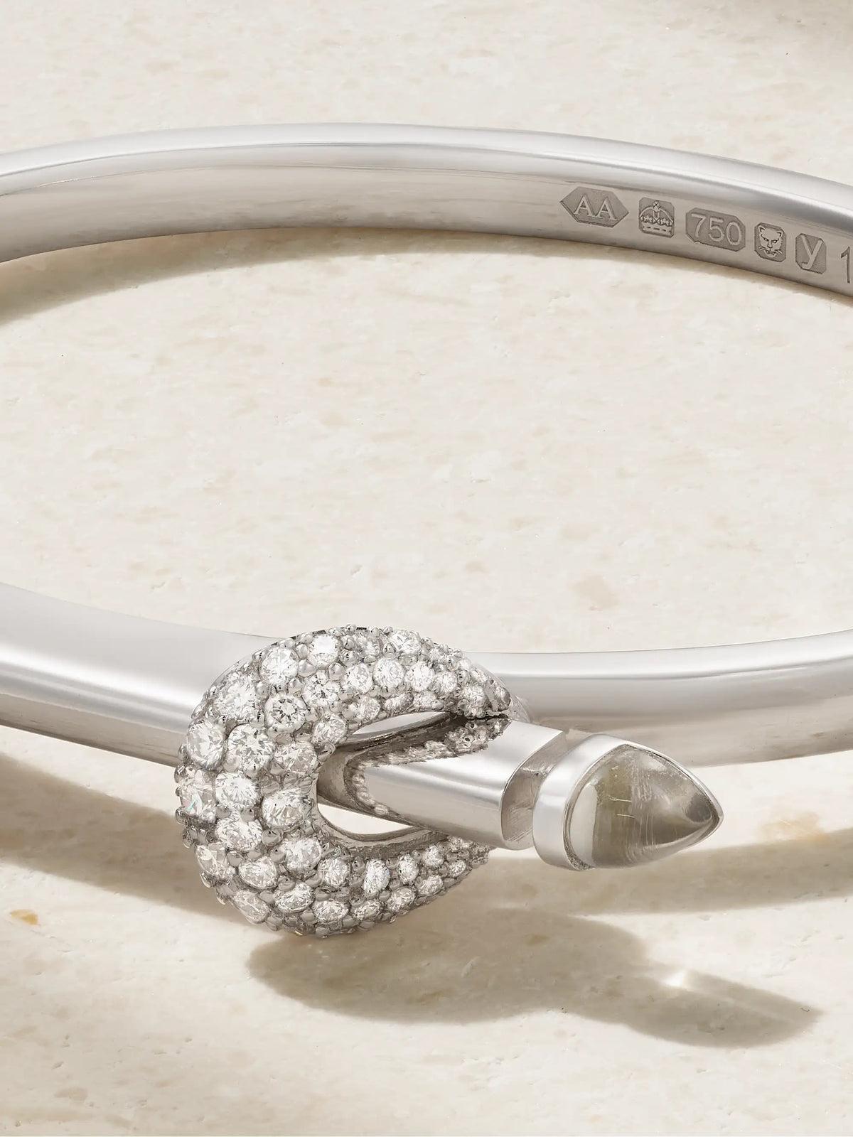 Chakra Icon 18-karat White Gold, Diamond And Quartz Bangle