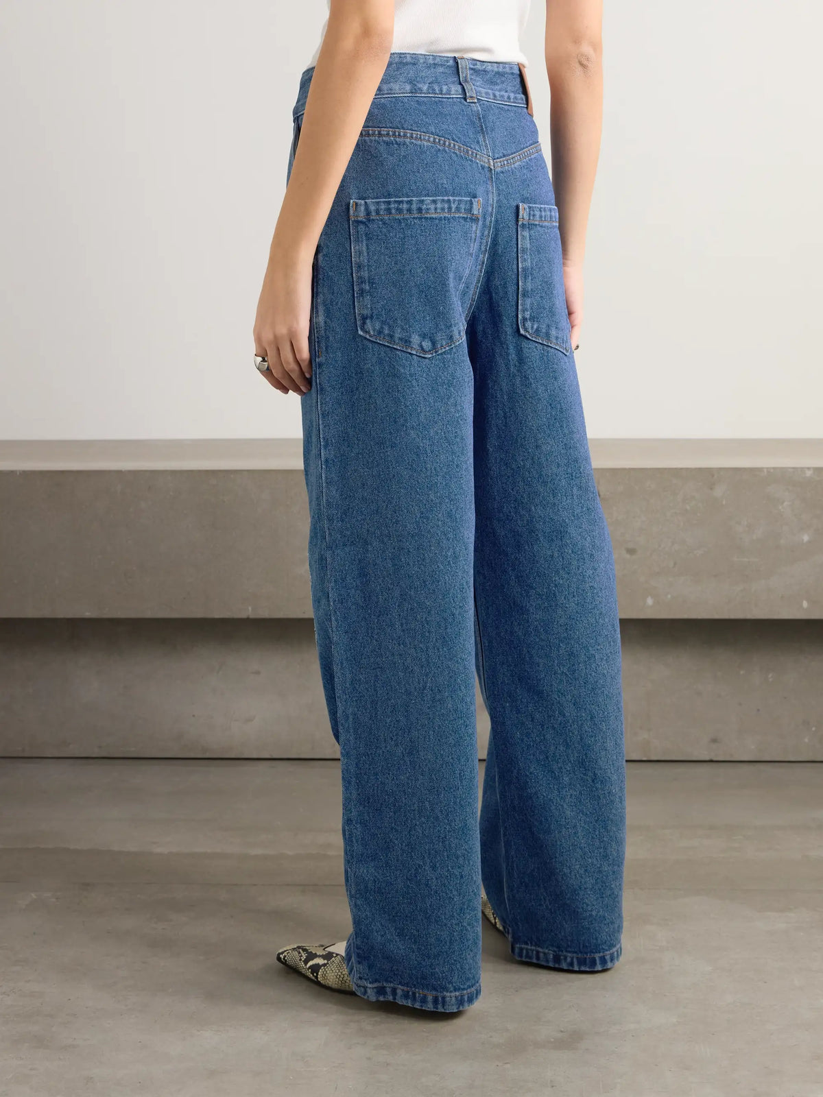LOEWE Anagram Appliquéd High-rise Wide-leg Jeans