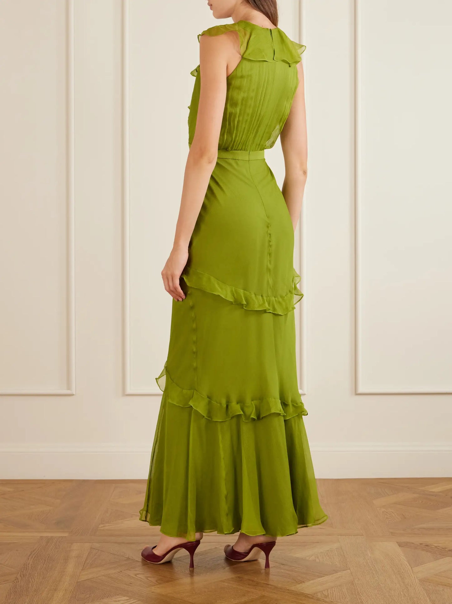 Rita Gathered Ruffled Silk Gown