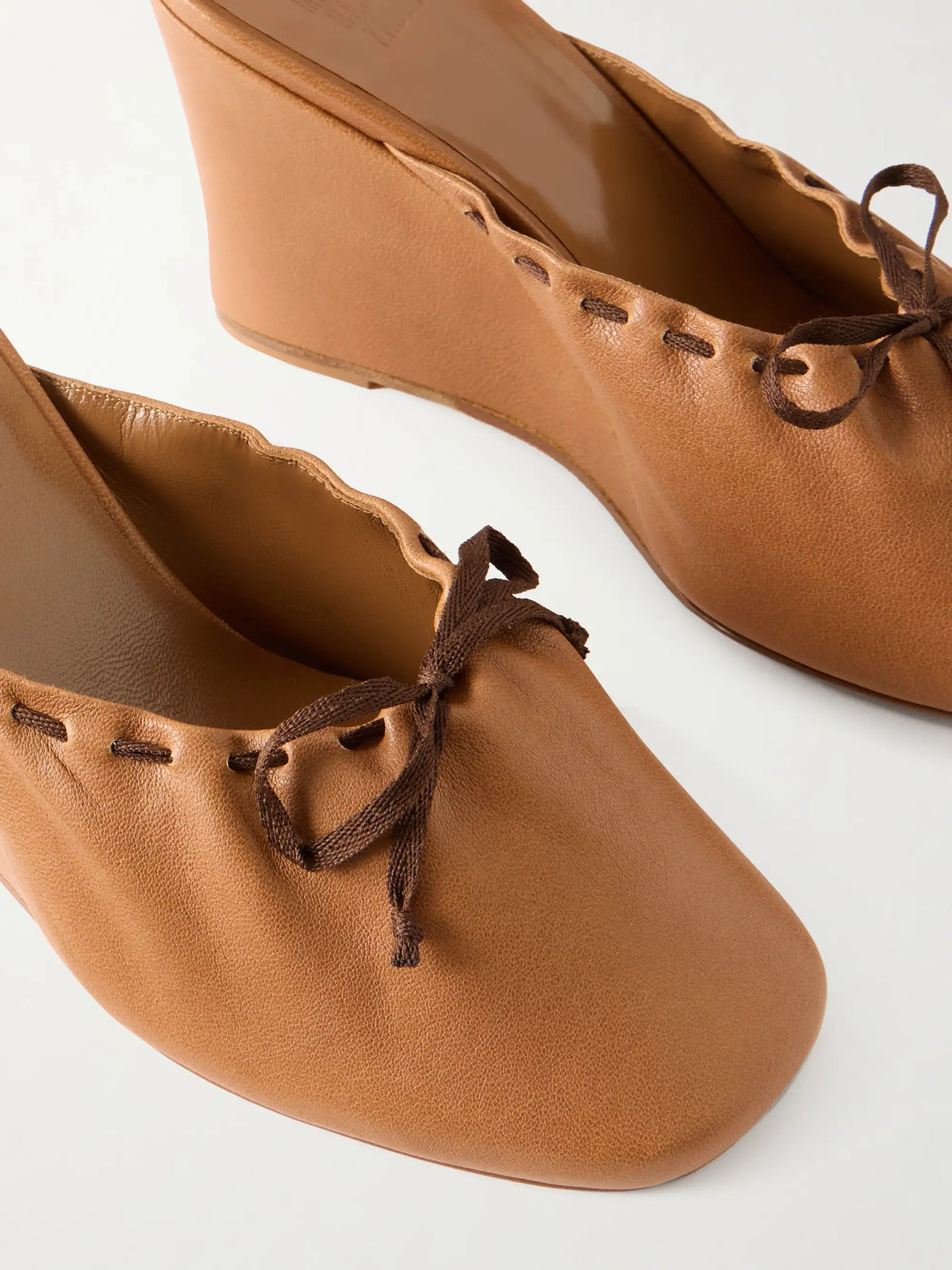 Ballet Leather Wedge Mules